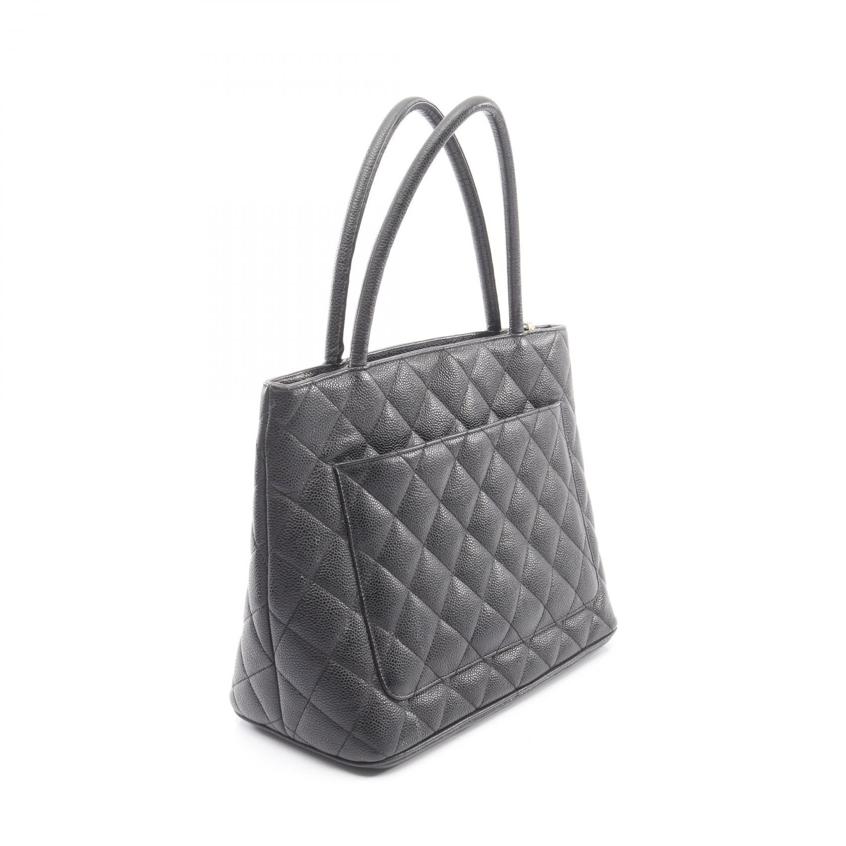 復刻トート ハンドバッグ トートバッグ キャビアスキン ブラック シルバー金具 シャネル バッグ CHANEL