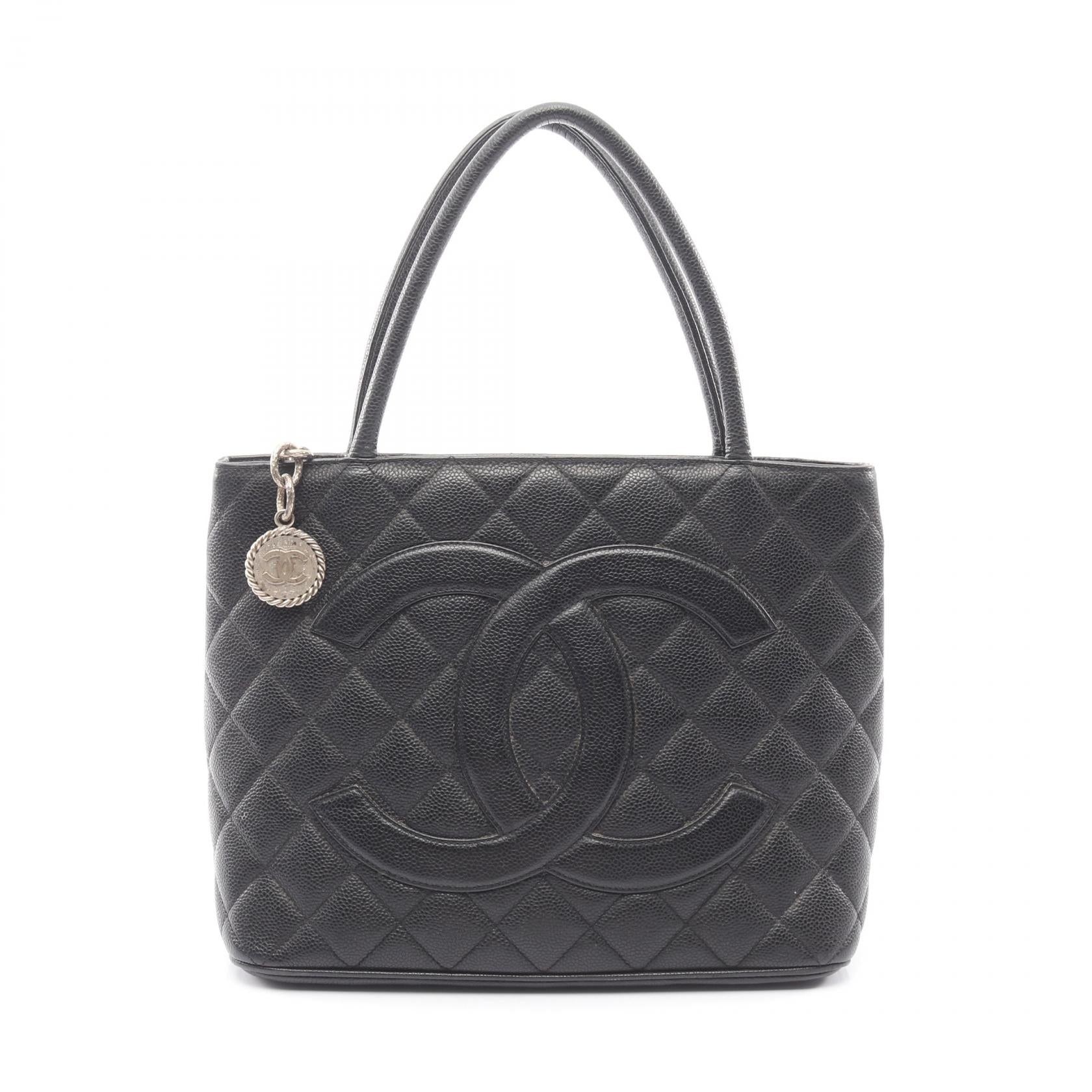 復刻トート ハンドバッグ トートバッグ キャビアスキン ブラック シルバー金具 シャネル バッグ CHANEL