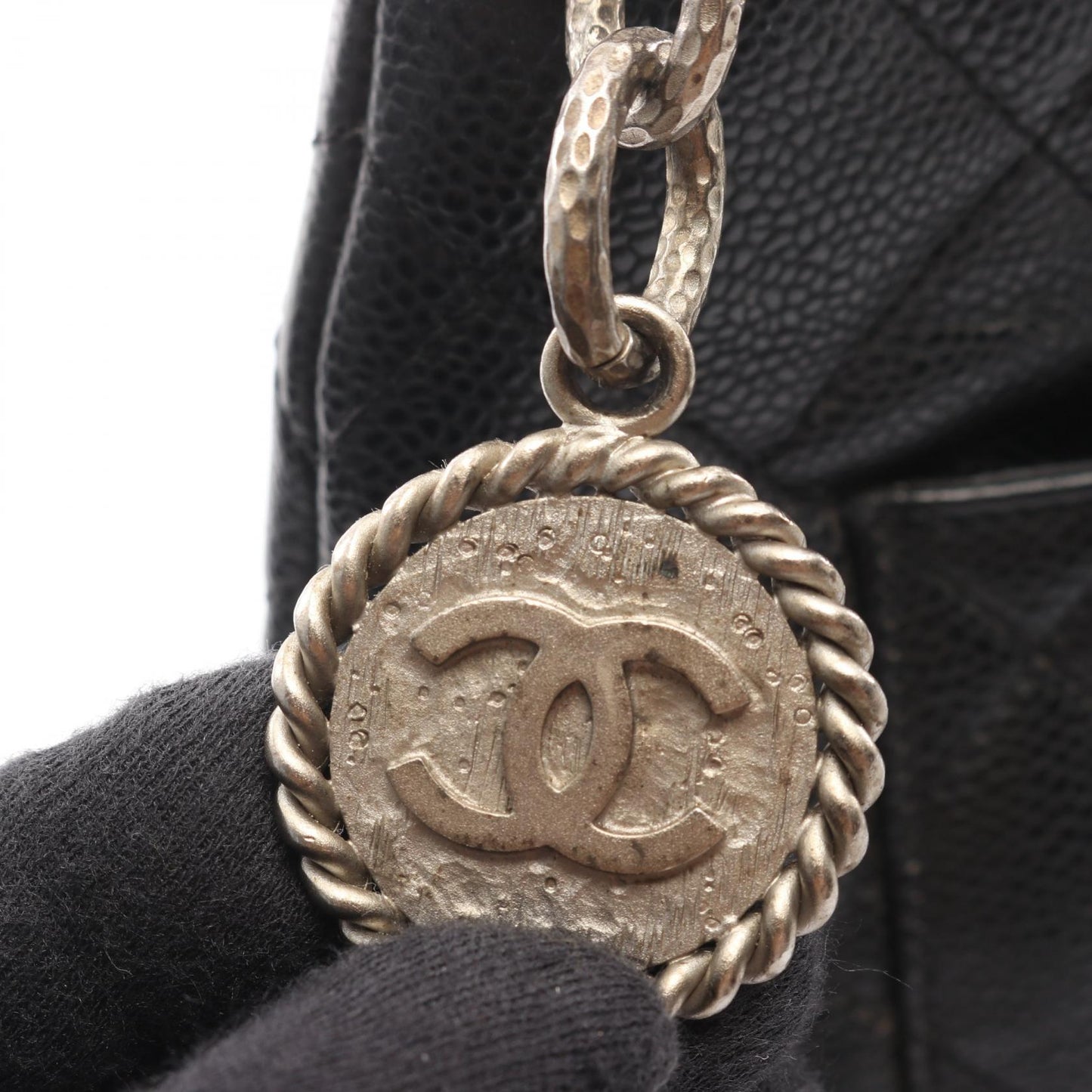 復刻トート ハンドバッグ トートバッグ キャビアスキン ブラック シルバー金具 シャネル バッグ CHANEL