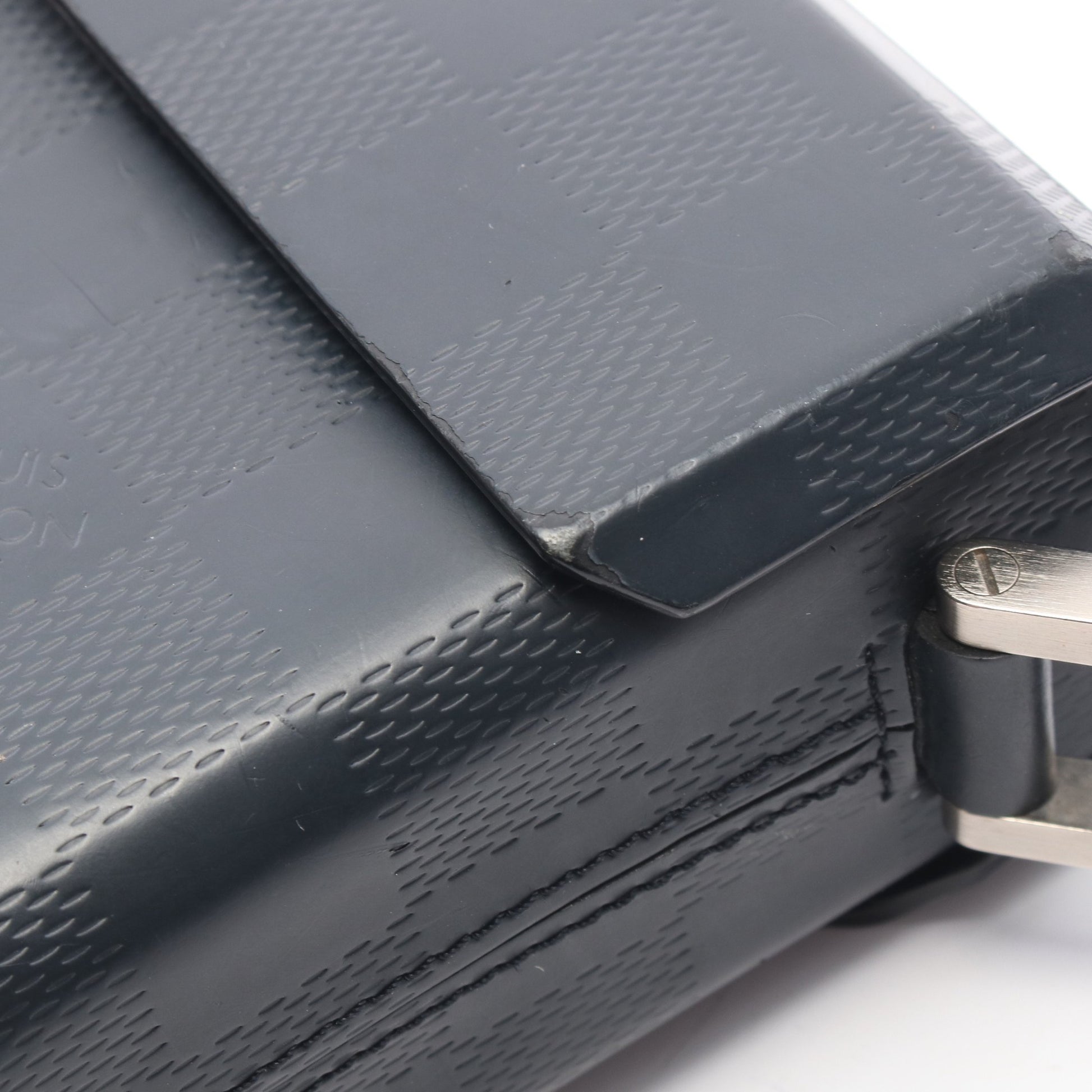 マーティ ダミエグラセ マリンブルー ショルダーバッグ レザー ネイビー ルイヴィトン バッグ LOUIS VUITTON