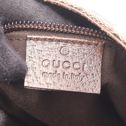 GGキャンバス ショルダーバッグ キャンバス レザー ベージュ ダークブラウン グッチ バッグ GUCCI