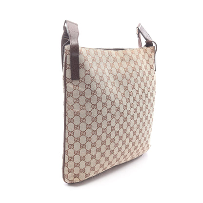 GGキャンバス ショルダーバッグ キャンバス レザー ベージュ ダークブラウン グッチ バッグ GUCCI