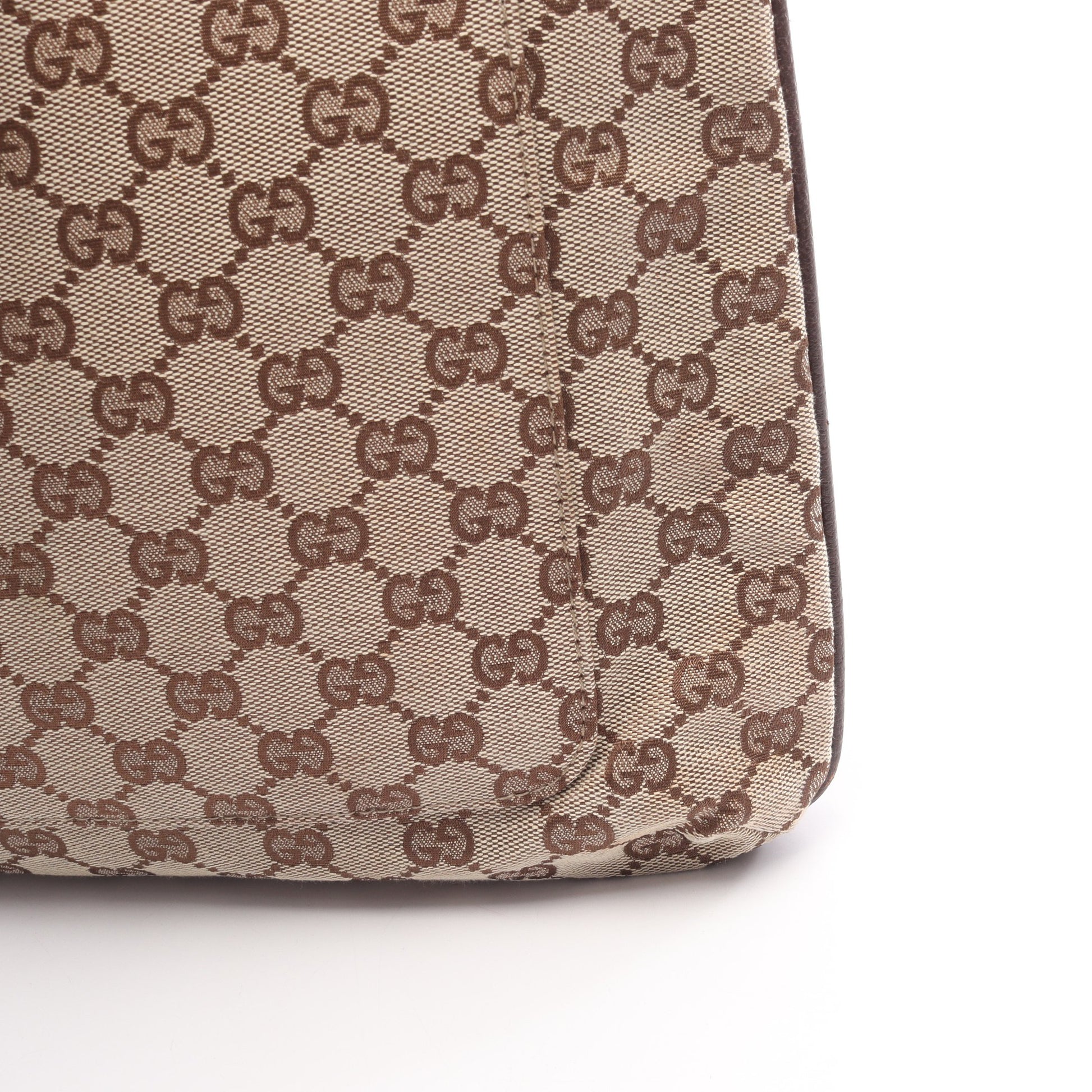 GGキャンバス ショルダーバッグ キャンバス レザー ベージュ ダークブラウン グッチ バッグ GUCCI