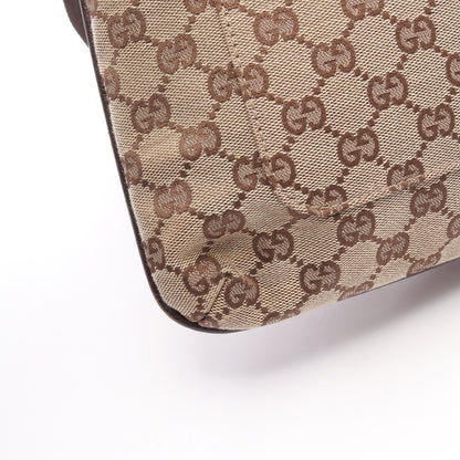 GGキャンバス ショルダーバッグ キャンバス レザー ベージュ ダークブラウン グッチ バッグ GUCCI