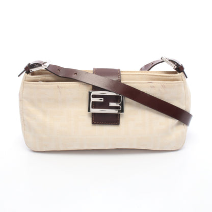 ズッカ マンマバケット ショルダーバッグ キャンバス レザー ベージュ ブラウン フェンディ バッグ FENDI