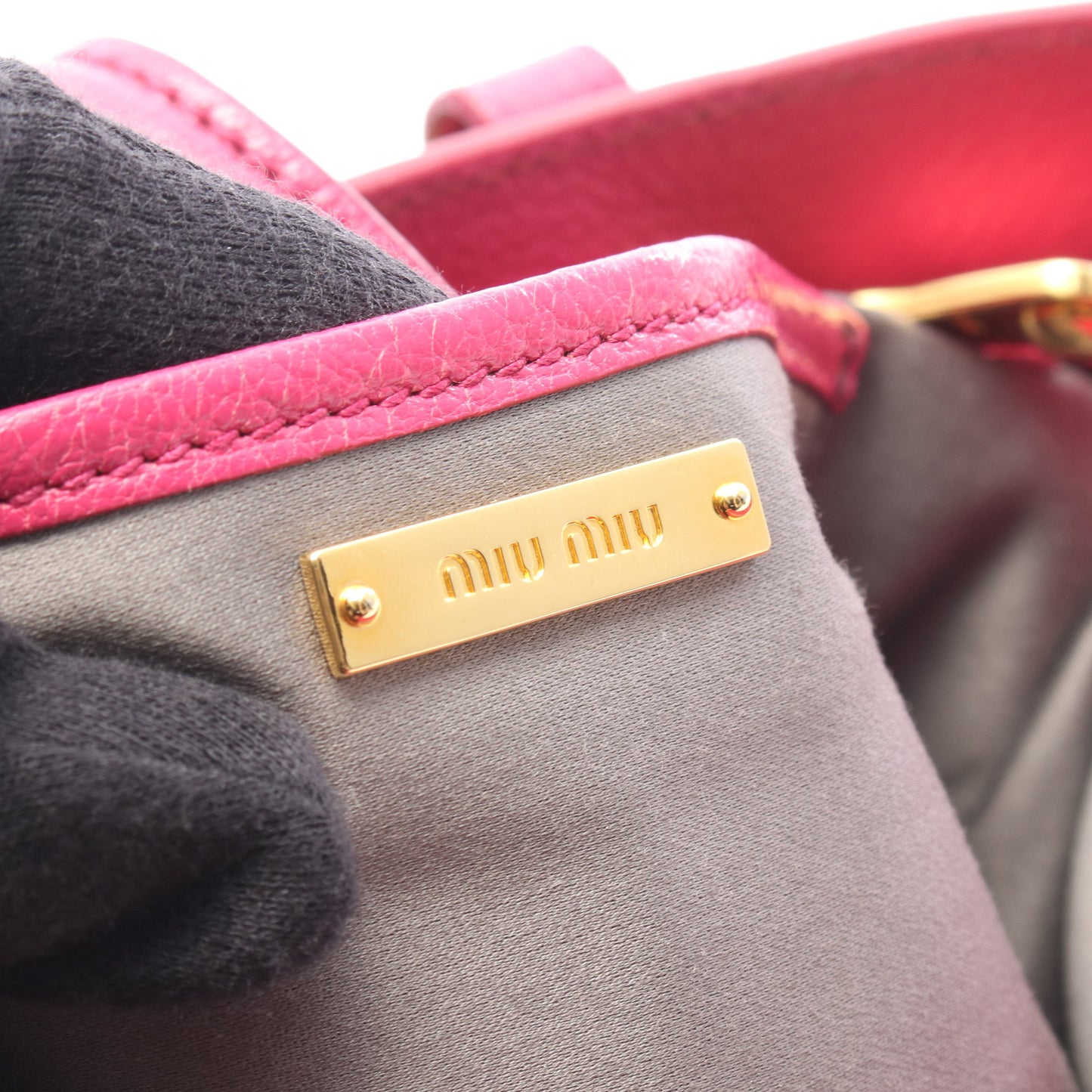 マドラス 2WAY ハンドバッグ レザー ピンクパープル ミュウミュウ バッグ miu miu