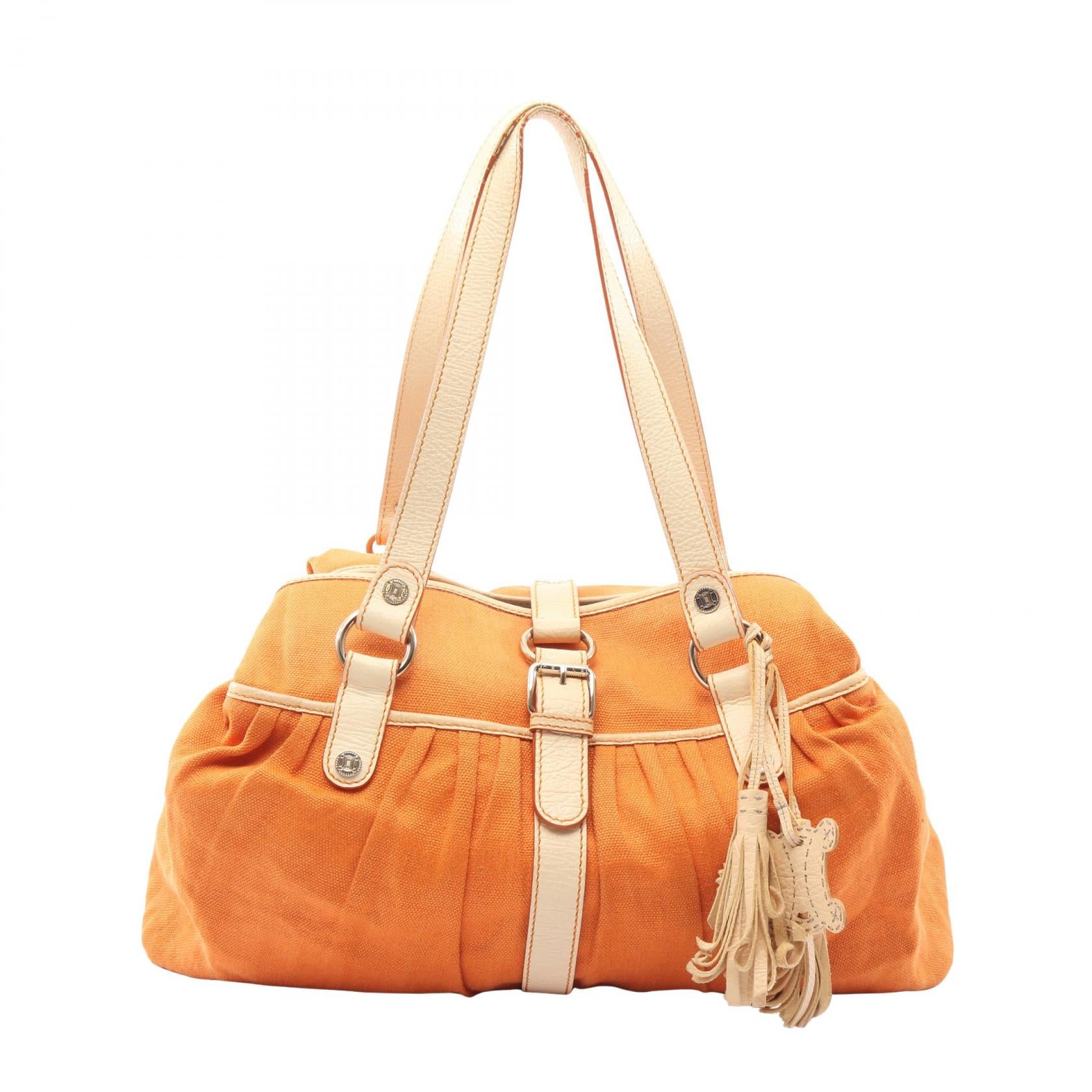 ショルダーバッグ ショルダーバッグ キャンバス レザー オレンジ セリーヌ バッグ CELINE