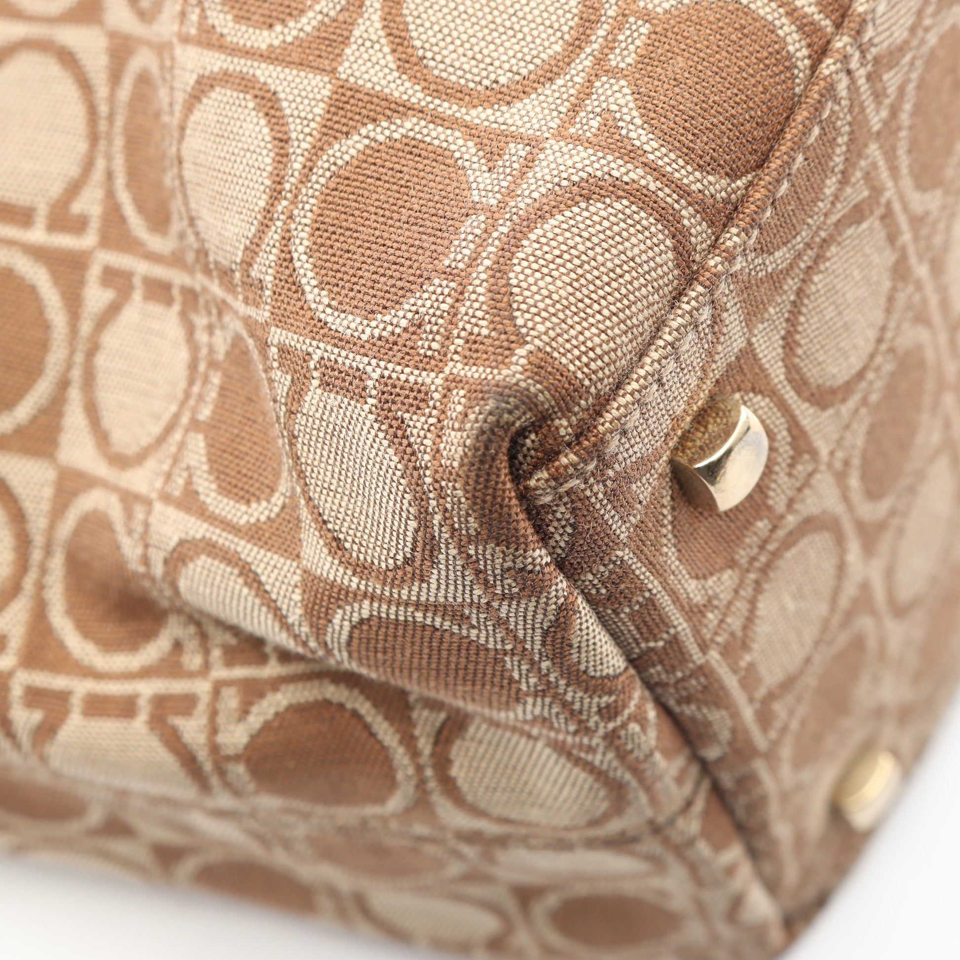 ガンチーニ ショルダーバッグ トートバッグ キャンバス レザー ベージュ オフホワイト サルヴァトーレフェラガモ バッグ Salvatore Ferragamo