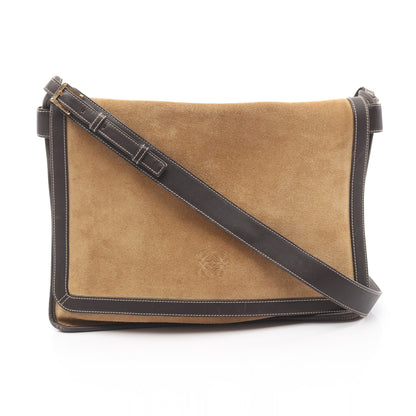 アナグラム ショルダーバッグ スエード レザー ベージュ ダークブラウン ロエベ バッグ LOEWE