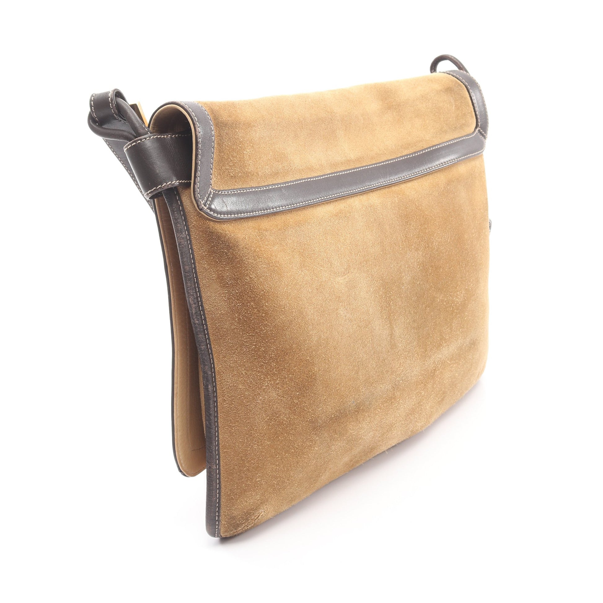 アナグラム ショルダーバッグ スエード レザー ベージュ ダークブラウン ロエベ バッグ LOEWE