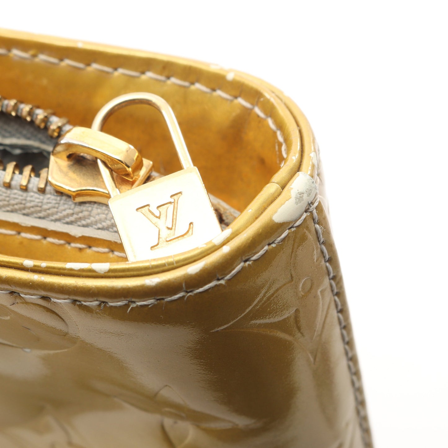 ヒューストン モノグラムヴェルニ ハンドバッグ レザー ベージュ ルイヴィトン バッグ LOUIS VUITTON