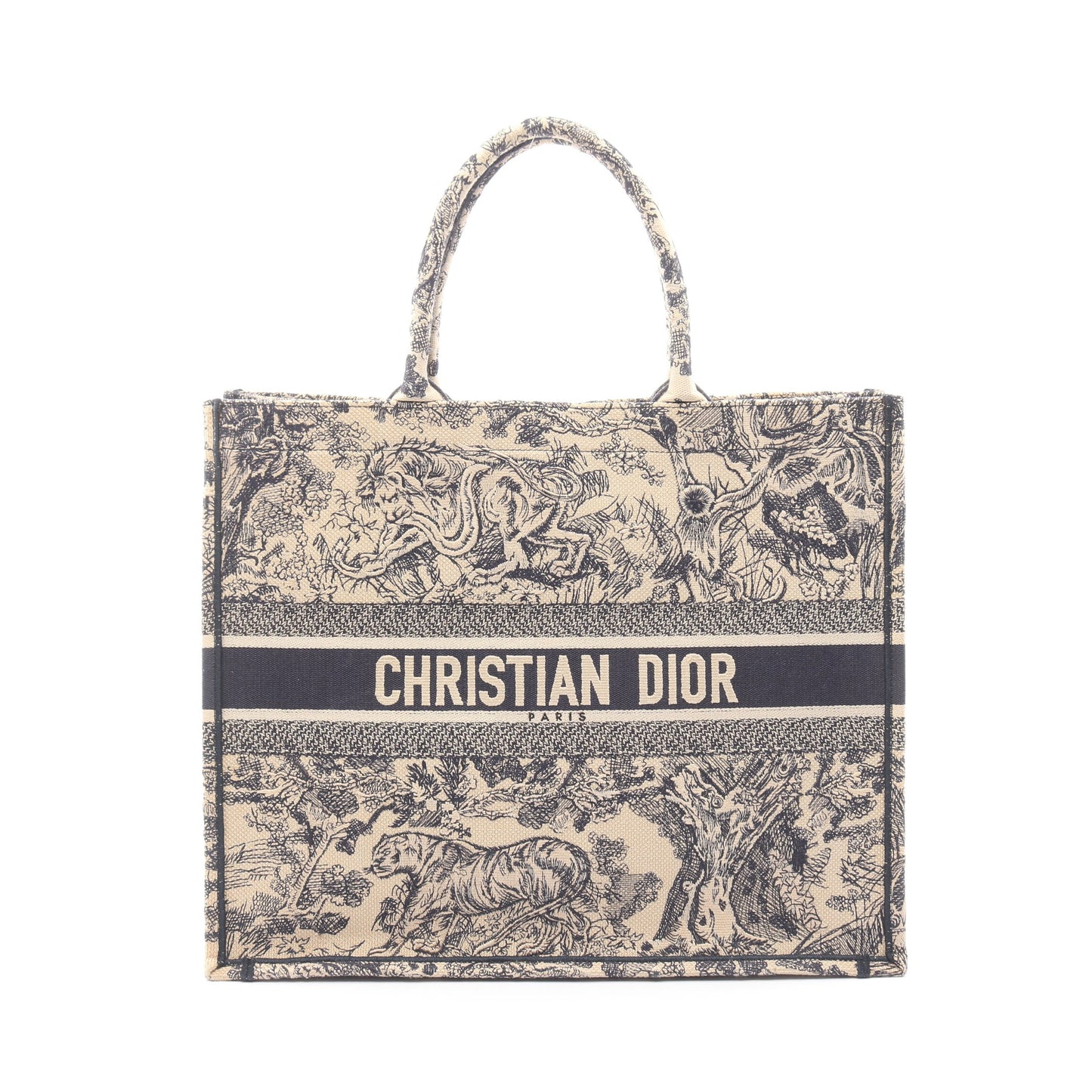 BOOK TOTE ブックトート ラージ ハンドバッグ トートバッグ キャンバス ベージュ ネイビー クリスチャンディオール バッグ Christian Dior