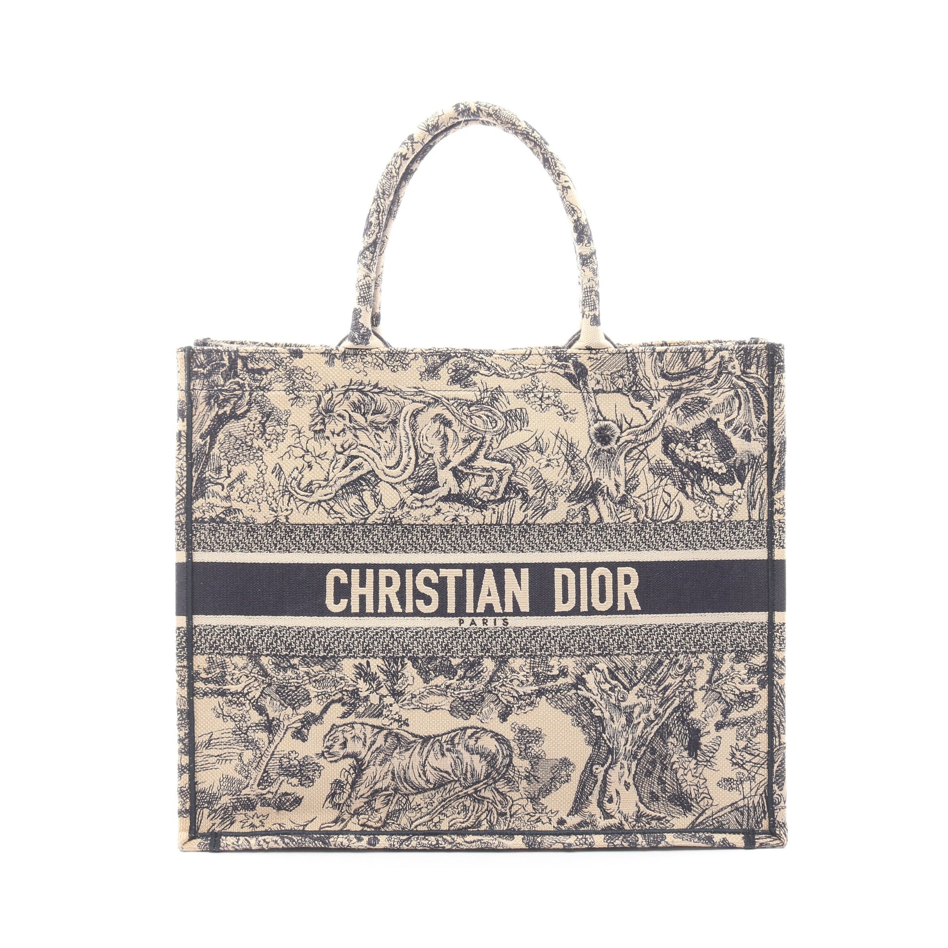 BOOK TOTE ブックトート ラージ ハンドバッグ トートバッグ キャンバス ベージュ ネイビー クリスチャンディオール バッグ Christian Dior