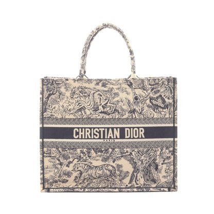 BOOK TOTE ブックトート ラージ ハンドバッグ トートバッグ キャンバス ベージュ ネイビー クリスチャンディオール バッグ Christian Dior