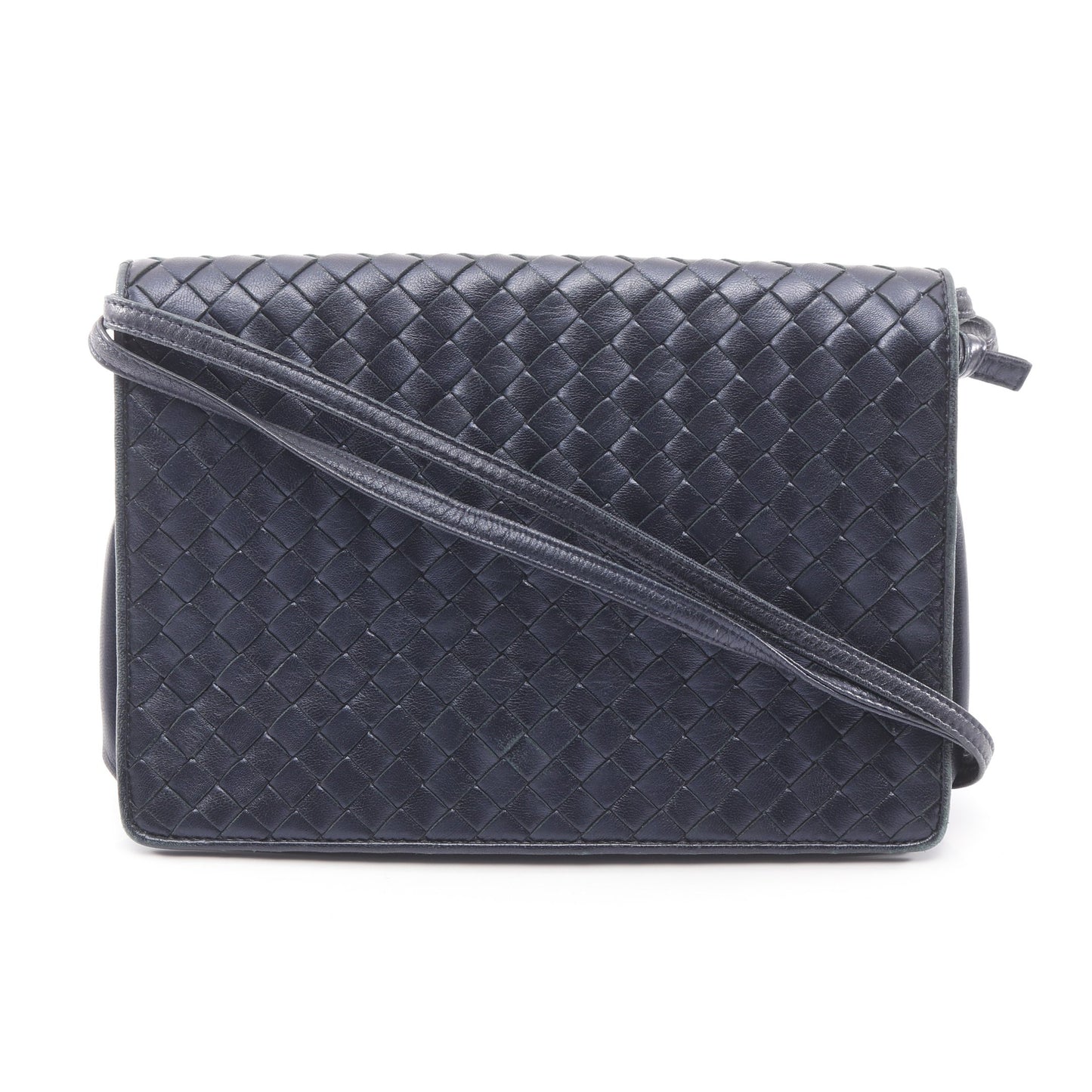 イントレチャート ショルダーバッグ レザー ネイビー ボッテガヴェネタ バッグ BOTTEGA VENETA