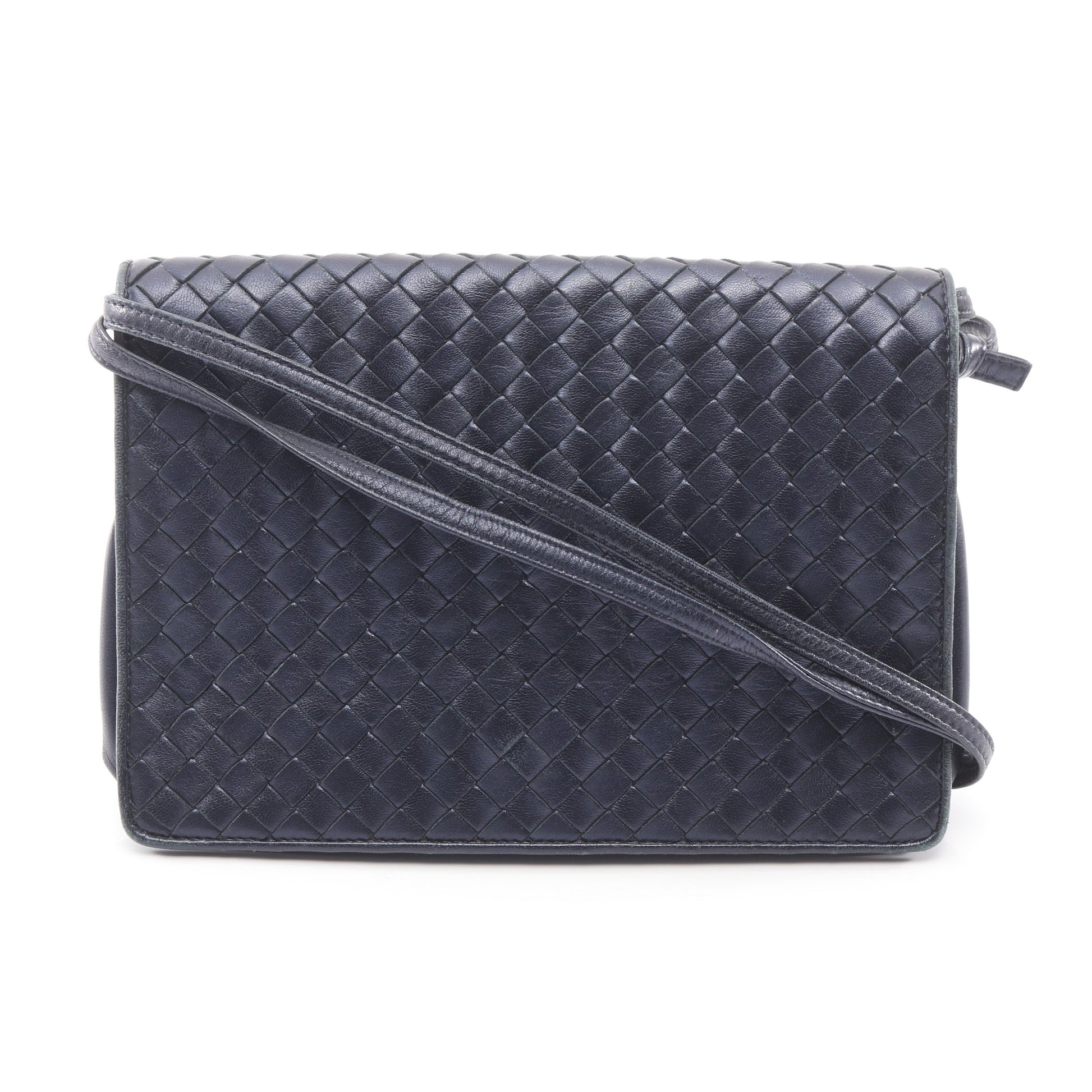 イントレチャート ショルダーバッグ レザー ネイビー ボッテガヴェネタ バッグ BOTTEGA VENETA