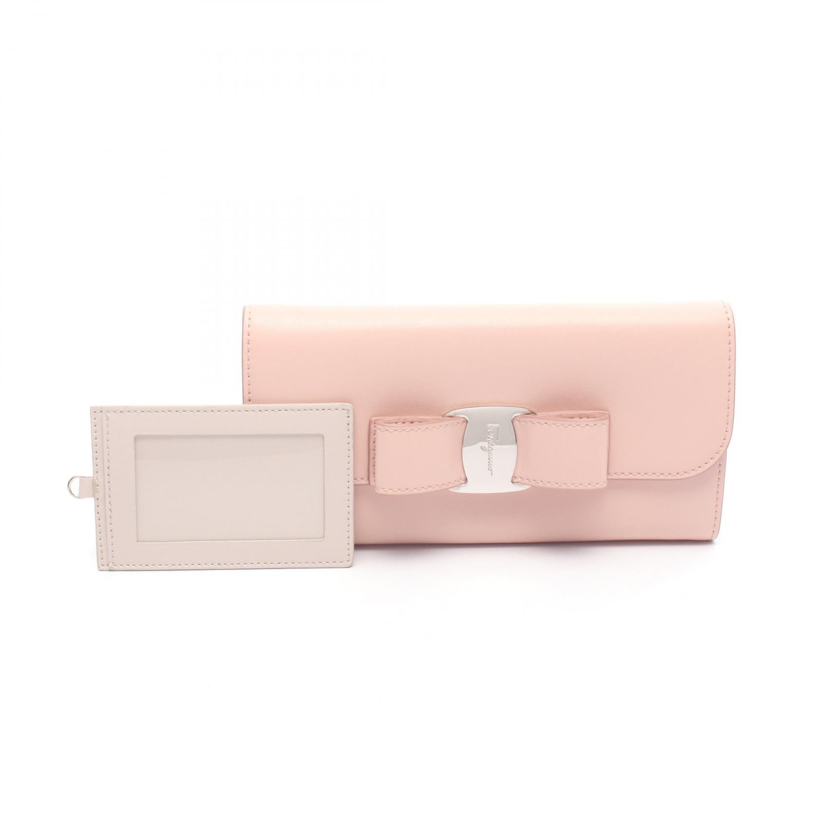 ヴァラリボン 二つ折り長財布 レザー ピンク サルヴァトーレフェラガモ 財布・小物 Salvatore Ferragamo
