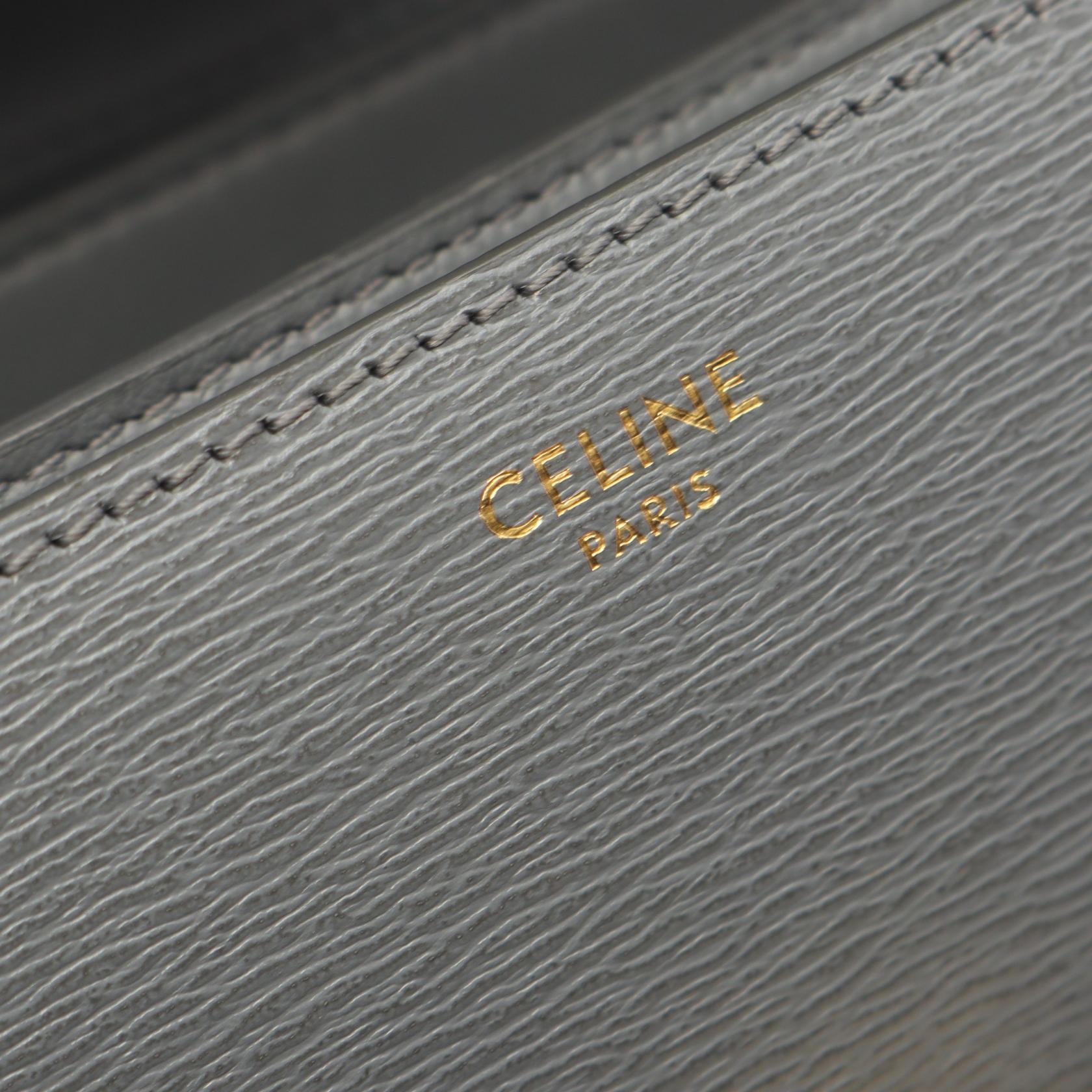 クラシックボックス ショルダーバッグ レザー グレー セリーヌ バッグ CELINE