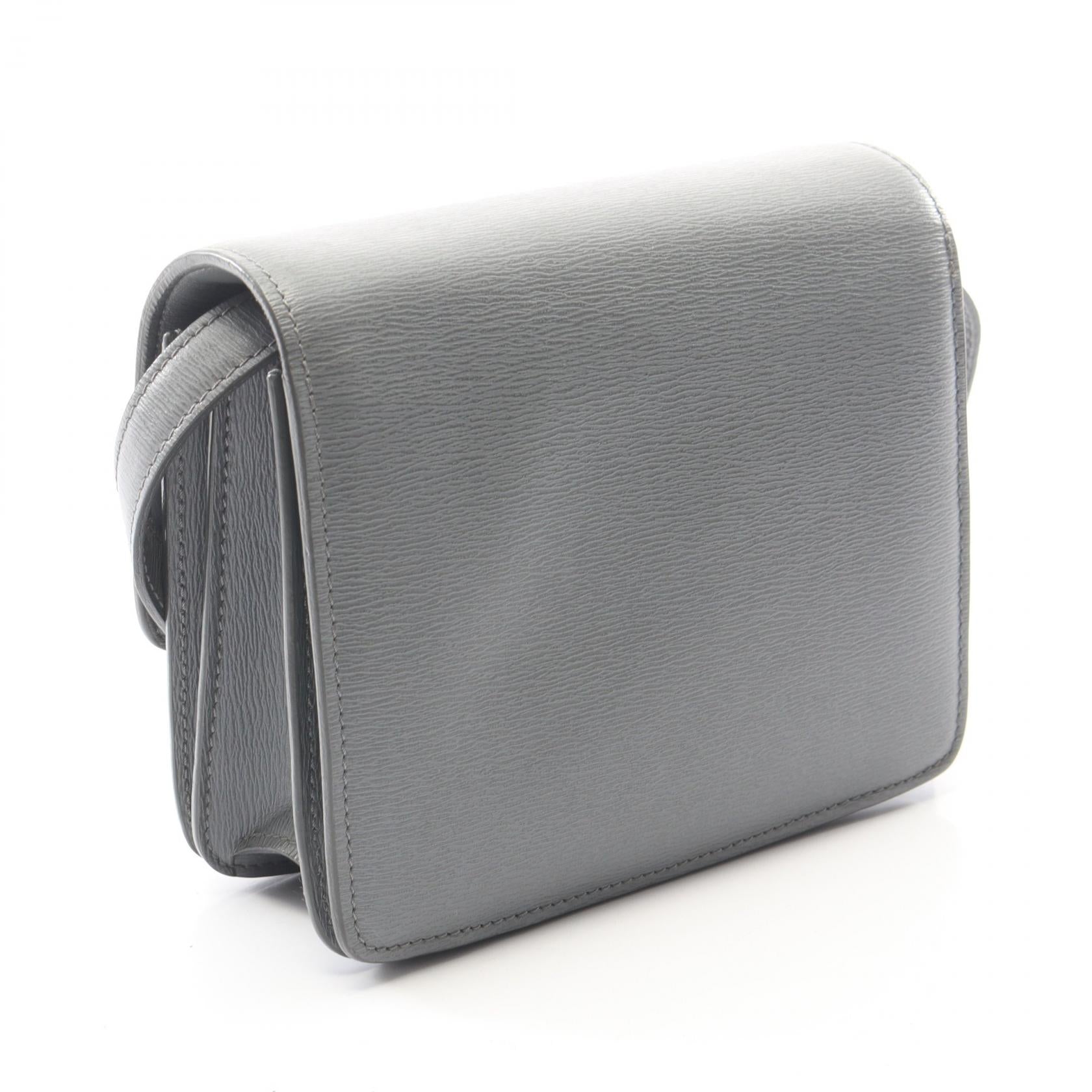クラシックボックス ショルダーバッグ レザー グレー セリーヌ バッグ CELINE