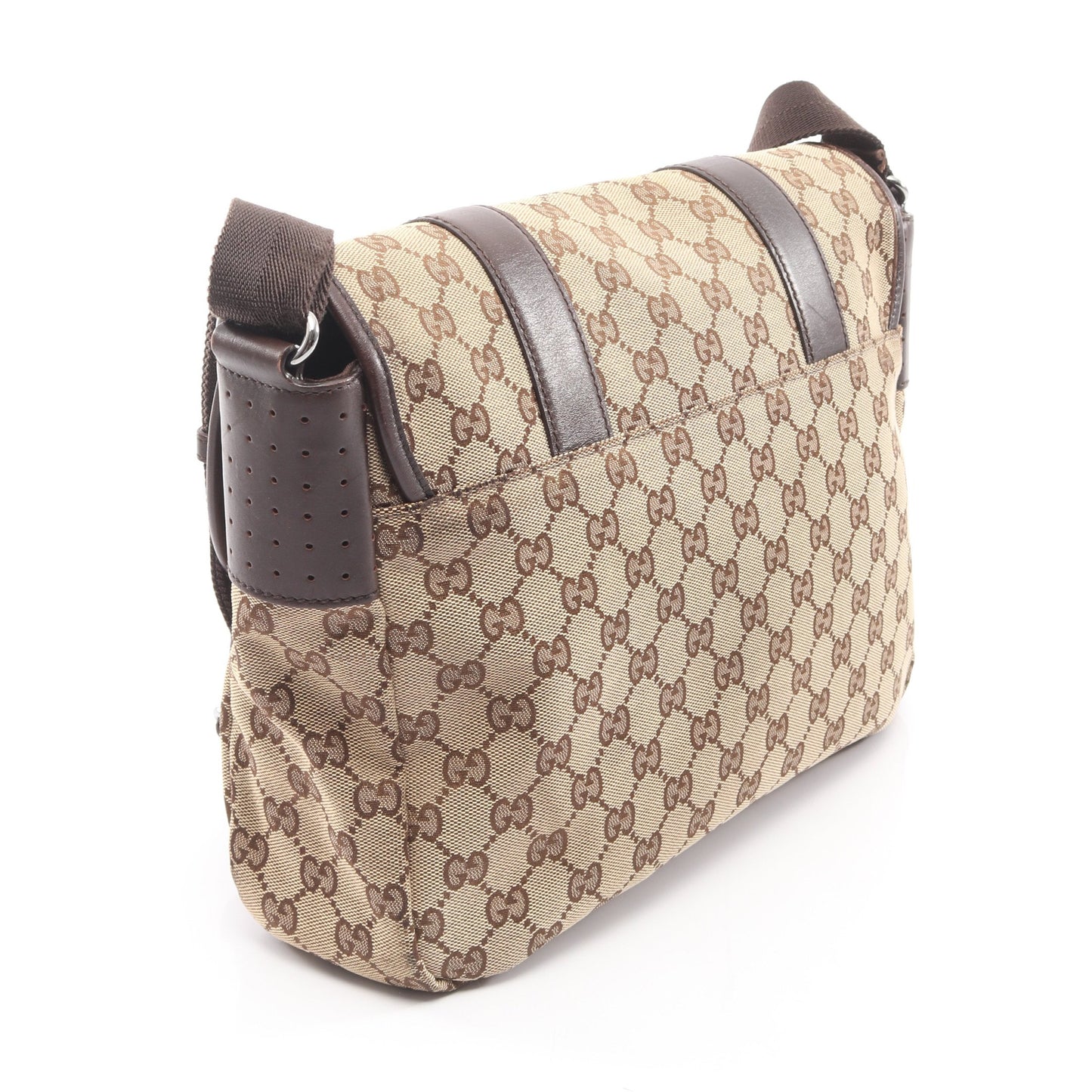 GGキャンバス ショルダーバッグ キャンバス レザー ベージュ ダークブラウン グッチ バッグ GUCCI