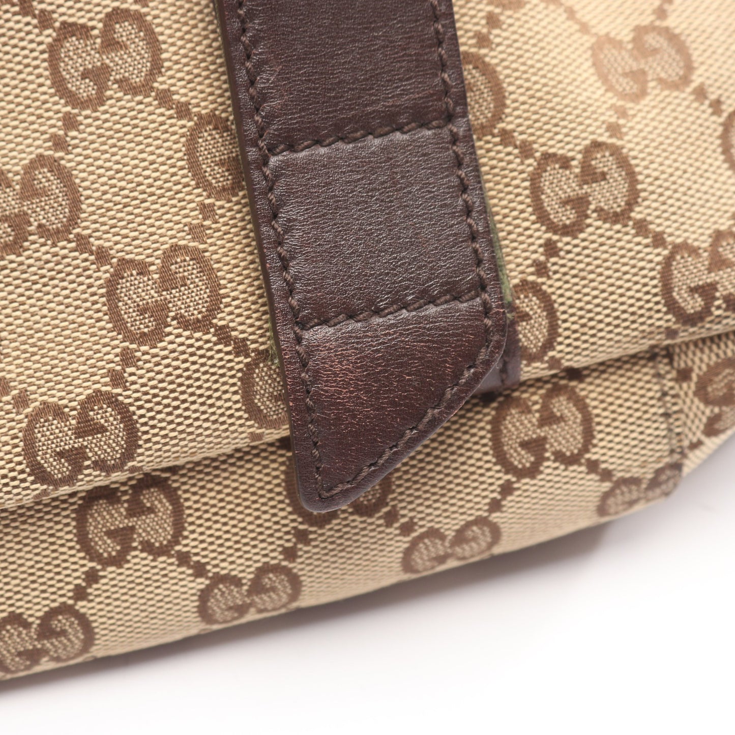 GGキャンバス ショルダーバッグ キャンバス レザー ベージュ ダークブラウン グッチ バッグ GUCCI
