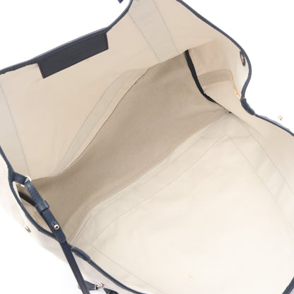NAVY CABAS ネイビーカバ M 2WAY ハンドバッグ トートバッグ キャンバス レザー ホワイト ネイビー バレンシアガ バッグ BALENCIAGA
