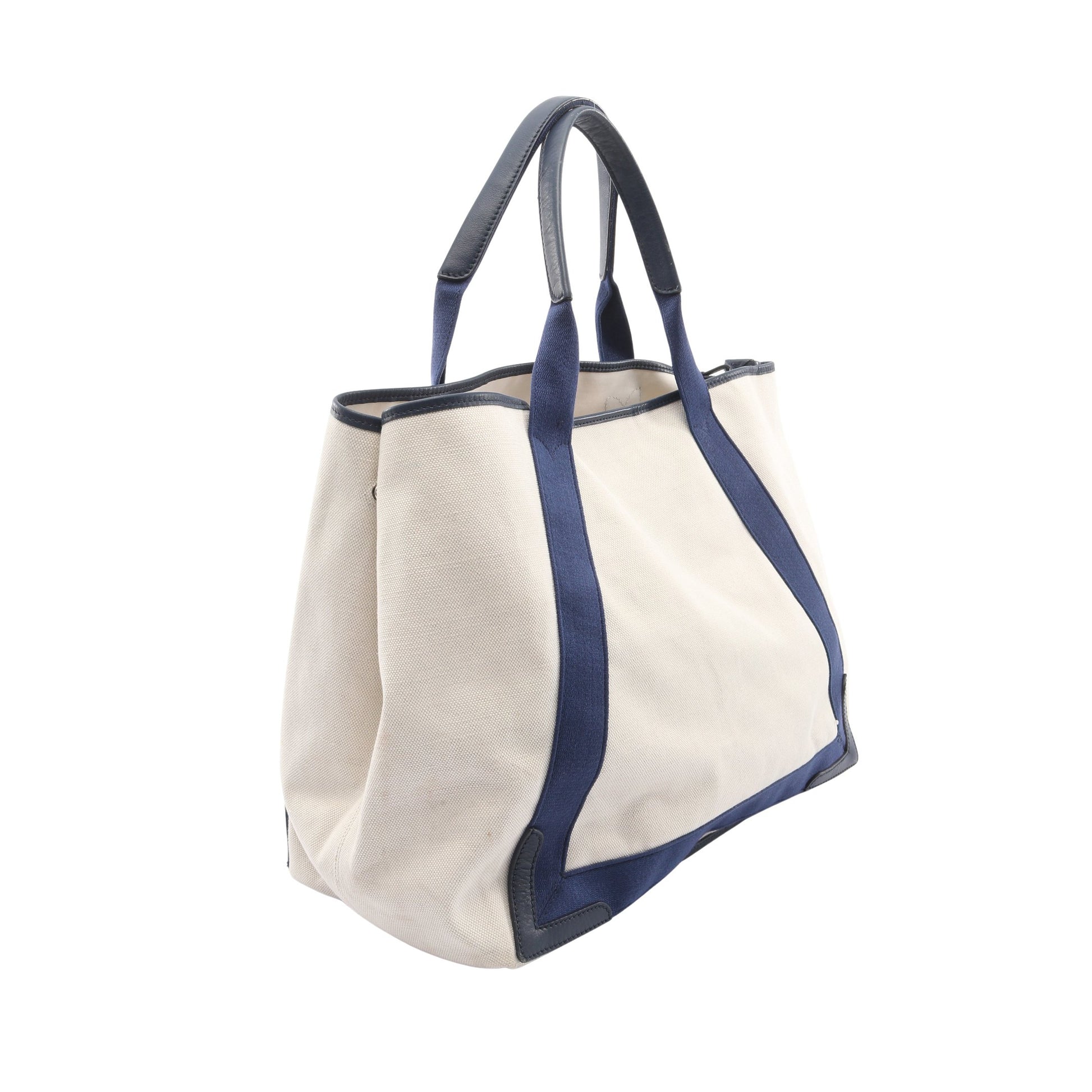 NAVY CABAS ネイビーカバ M 2WAY ハンドバッグ トートバッグ キャンバス レザー ホワイト ネイビー バレンシアガ バッグ BALENCIAGA