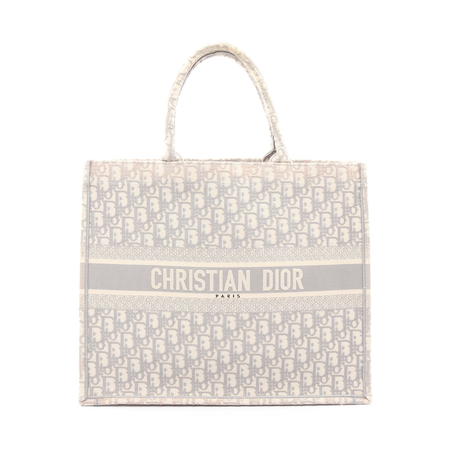 BOOK TOTE ブックトート ラージ オブリーク ハンドバッグ トートバッグ キャンバス グレー ホワイト クリスチャンディオール バッグ Christian Dior