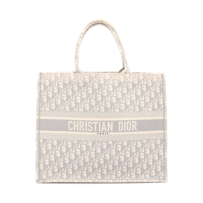 BOOK TOTE ブックトート ラージ オブリーク ハンドバッグ トートバッグ キャンバス グレー ホワイト クリスチャンディオール バッグ Christian Dior