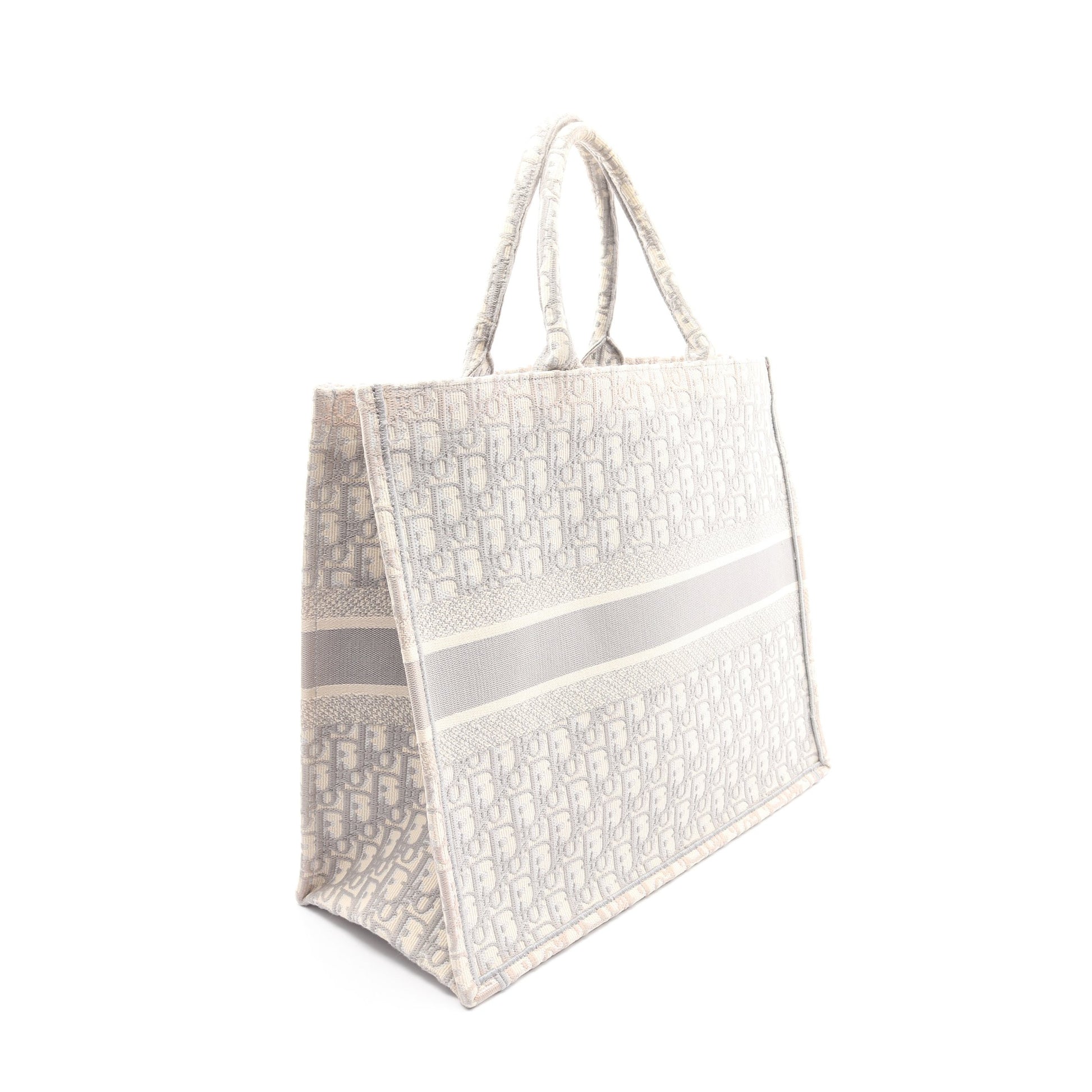 BOOK TOTE ブックトート ラージ オブリーク ハンドバッグ トートバッグ キャンバス グレー ホワイト クリスチャンディオール バッグ Christian Dior