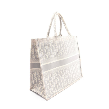 BOOK TOTE ブックトート ラージ オブリーク ハンドバッグ トートバッグ キャンバス グレー ホワイト クリスチャンディオール バッグ Christian Dior