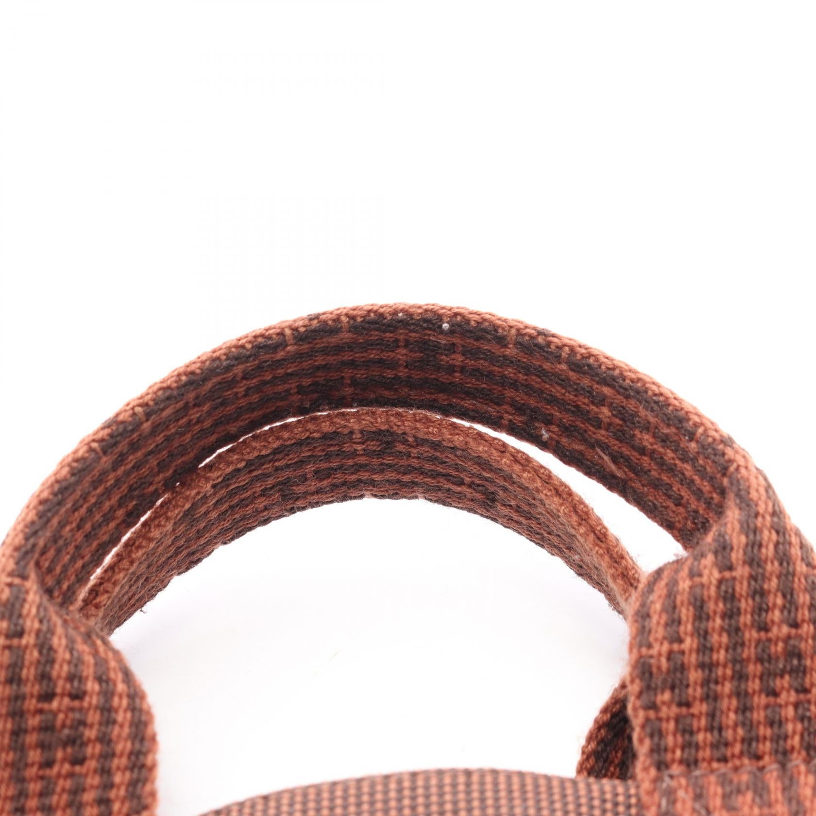 エールラインPM ハンドバッグ トートバッグ ナイロンキャンバス ブラウン シルバー金具 エルメス バッグ HERMES