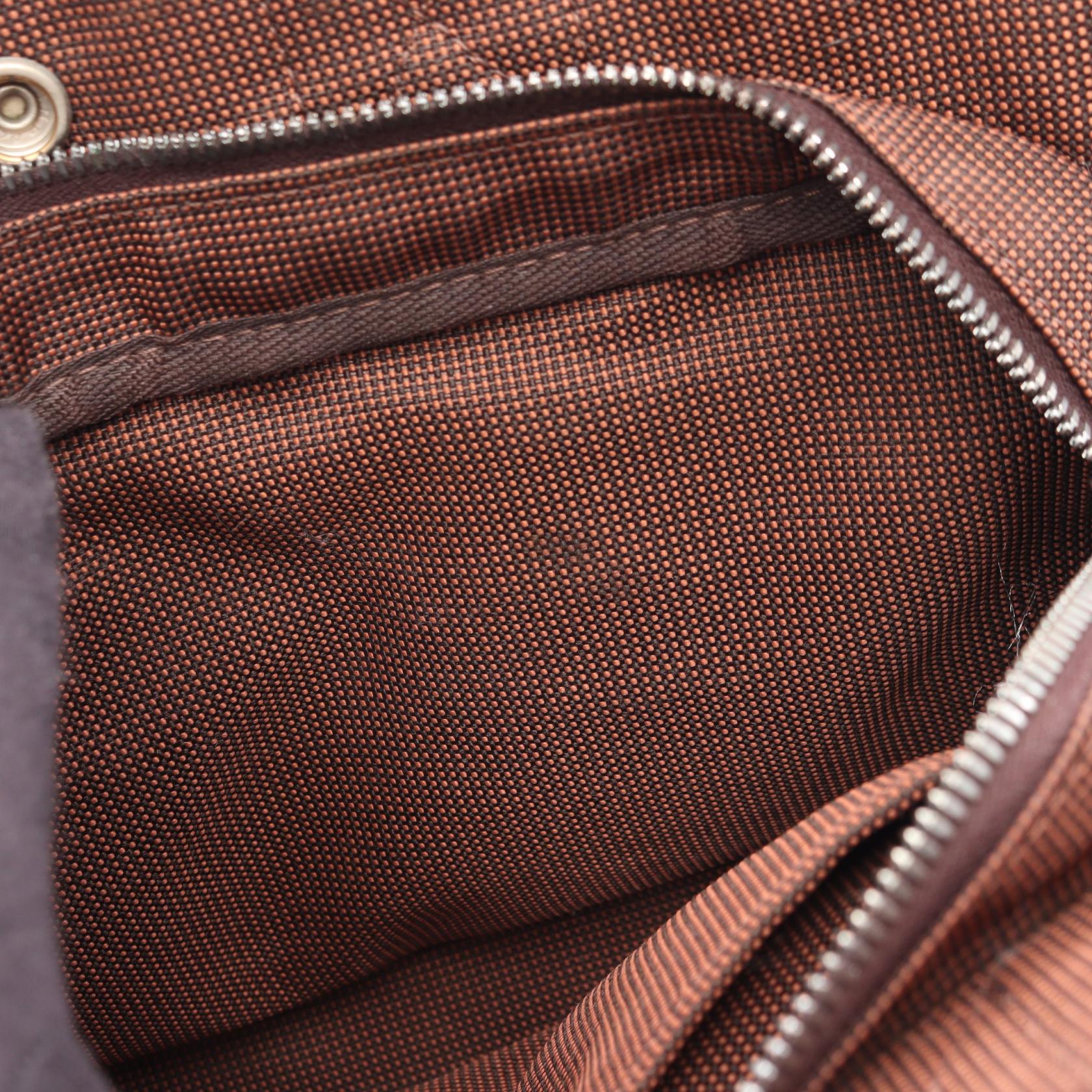 エールラインPM ハンドバッグ トートバッグ ナイロンキャンバス ブラウン シルバー金具 エルメス バッグ HERMES