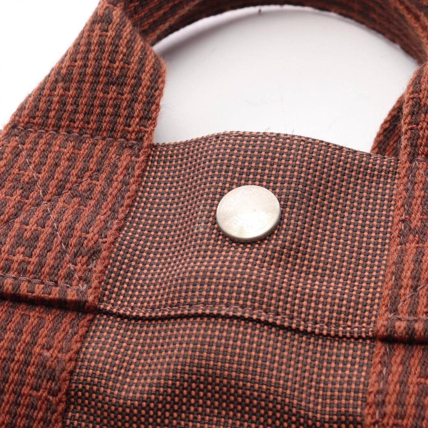 エールラインPM ハンドバッグ トートバッグ ナイロンキャンバス ブラウン シルバー金具 エルメス バッグ HERMES
