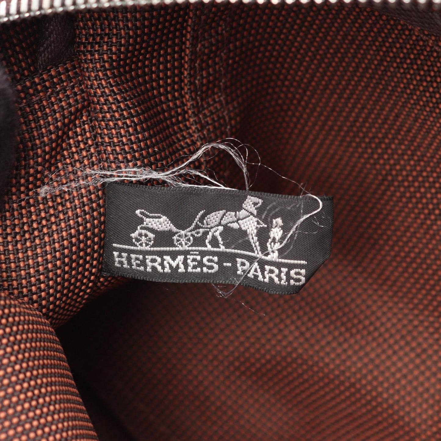 エールラインPM ハンドバッグ トートバッグ ナイロンキャンバス ブラウン シルバー金具 エルメス バッグ HERMES