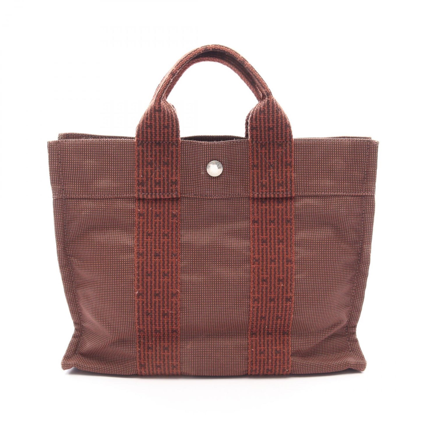 エールラインPM ハンドバッグ トートバッグ ナイロンキャンバス ブラウン シルバー金具 エルメス バッグ HERMES