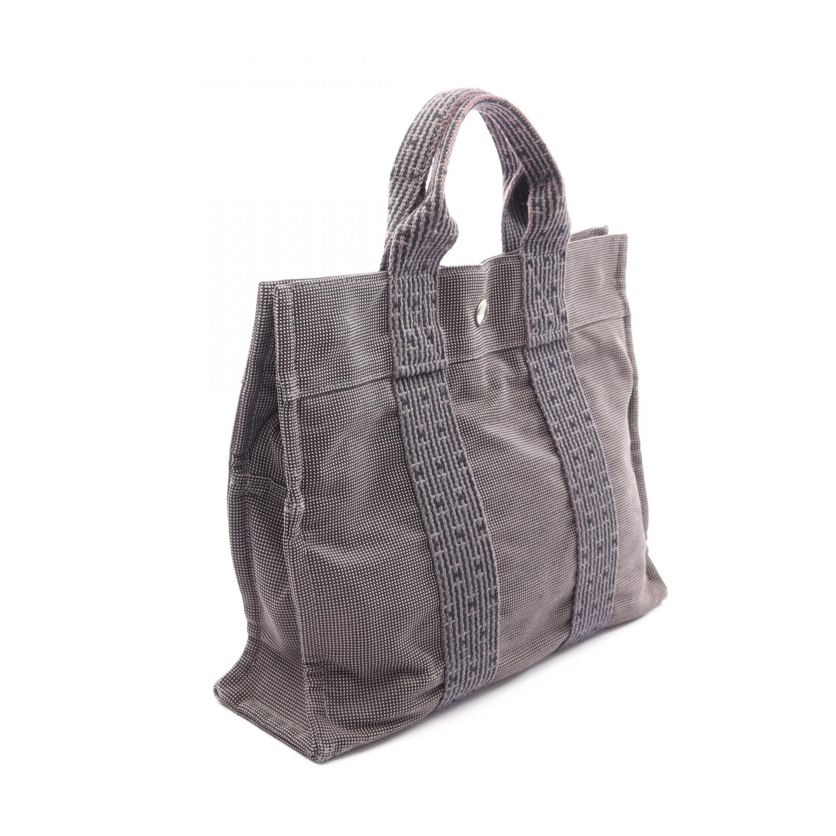 エールラインPM ハンドバッグ トートバッグ ナイロンキャンバス ダークグレー シルバー金具 エルメス バッグ HERMES