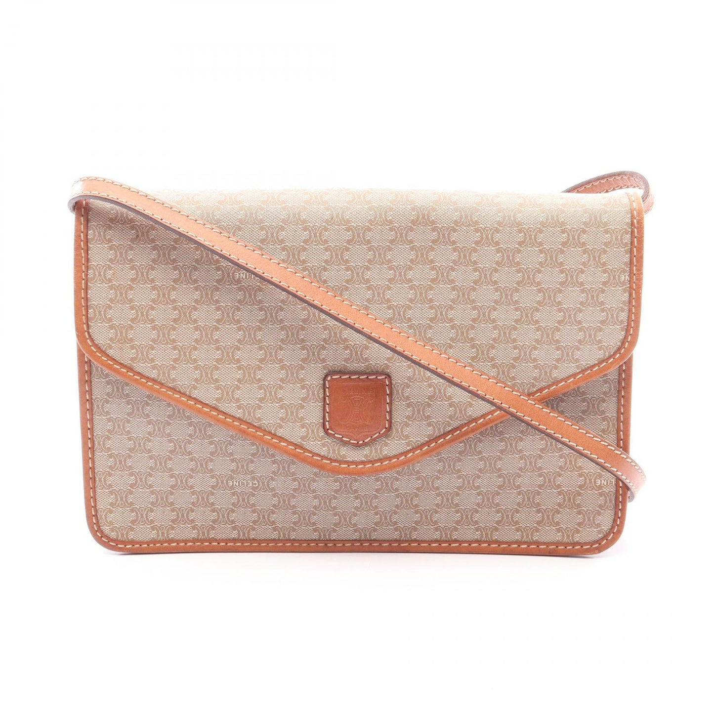 マカダム ショルダーバッグ PVC レザー ベージュ ブラウン セリーヌ バッグ CELINE