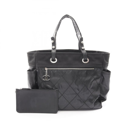パリビアリッツ トートMM ハンドバッグ トートバッグ レザー コーティングキャンバス ブラック シルバー金具 シャネル バッグ CHANEL