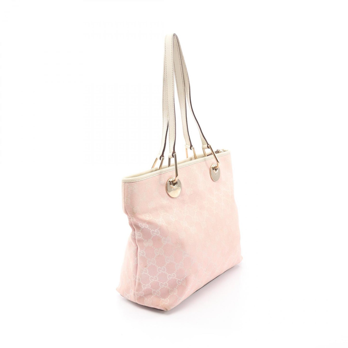 GGキャンバス ハンドバッグ トートバッグ キャンバス レザー ピンク ホワイト グッチ バッグ GUCCI