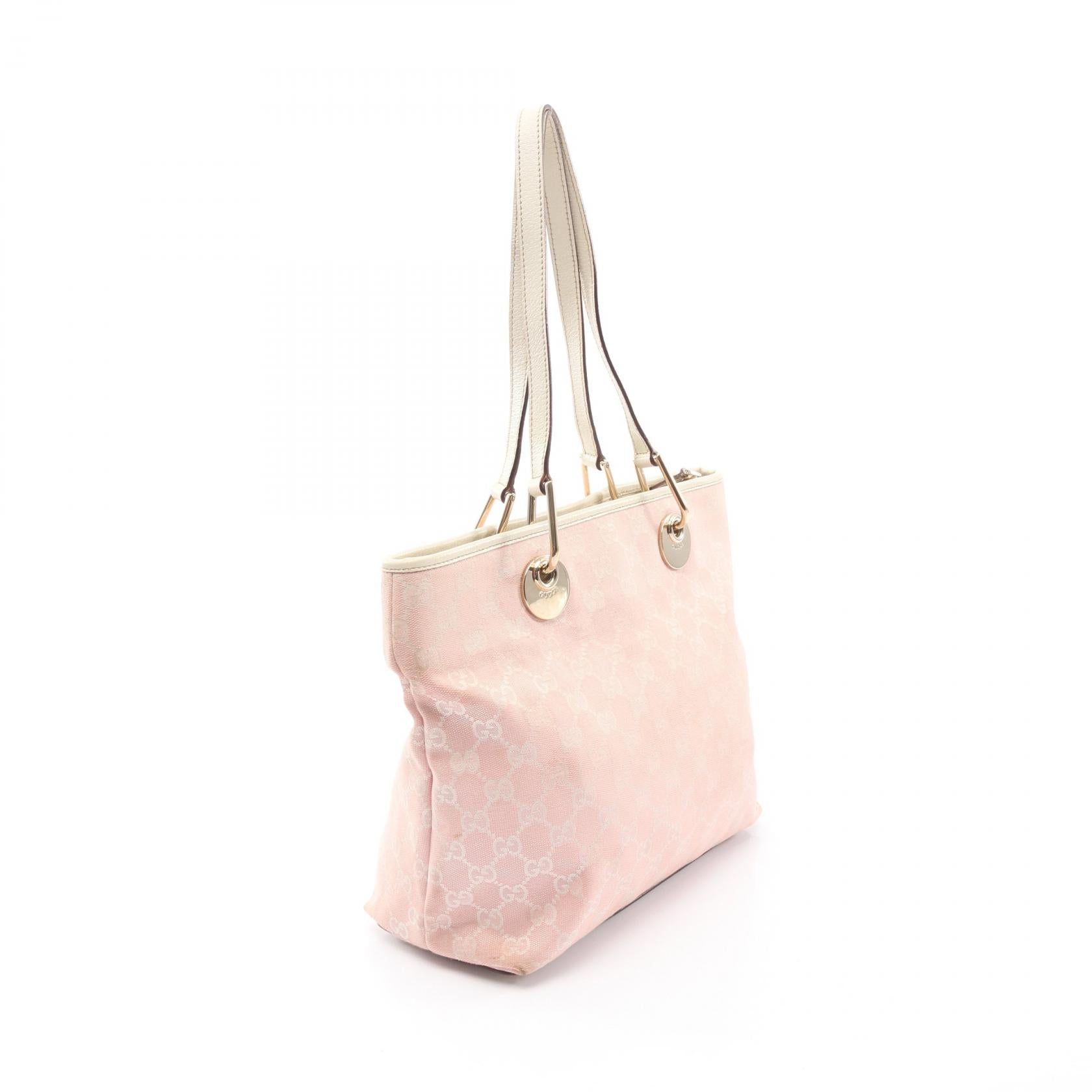 GGキャンバス ハンドバッグ トートバッグ キャンバス レザー ピンク ホワイト グッチ バッグ GUCCI