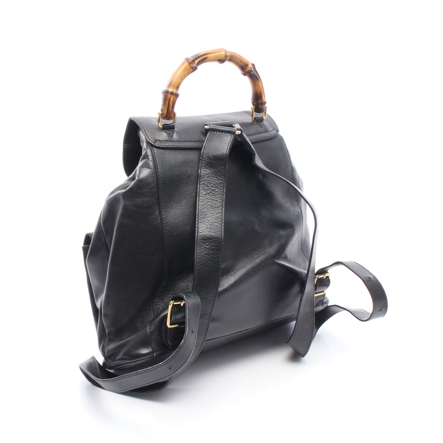 バンブー バックパック リュックサック レザー ブラック グッチ バッグ GUCCI