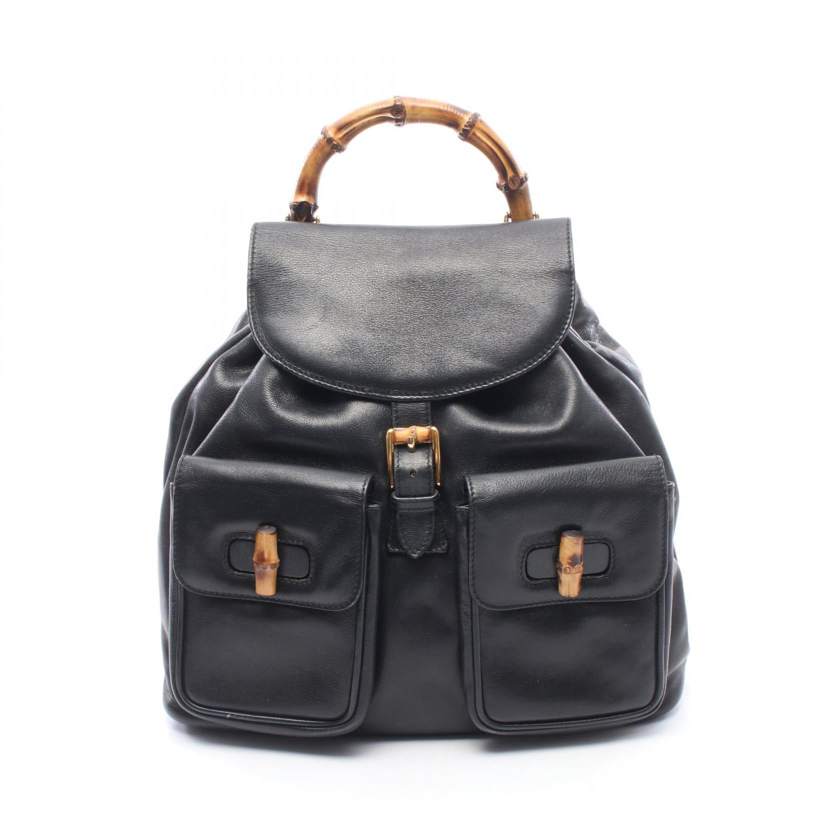 バンブー バックパック リュックサック レザー ブラック グッチ バッグ GUCCI
