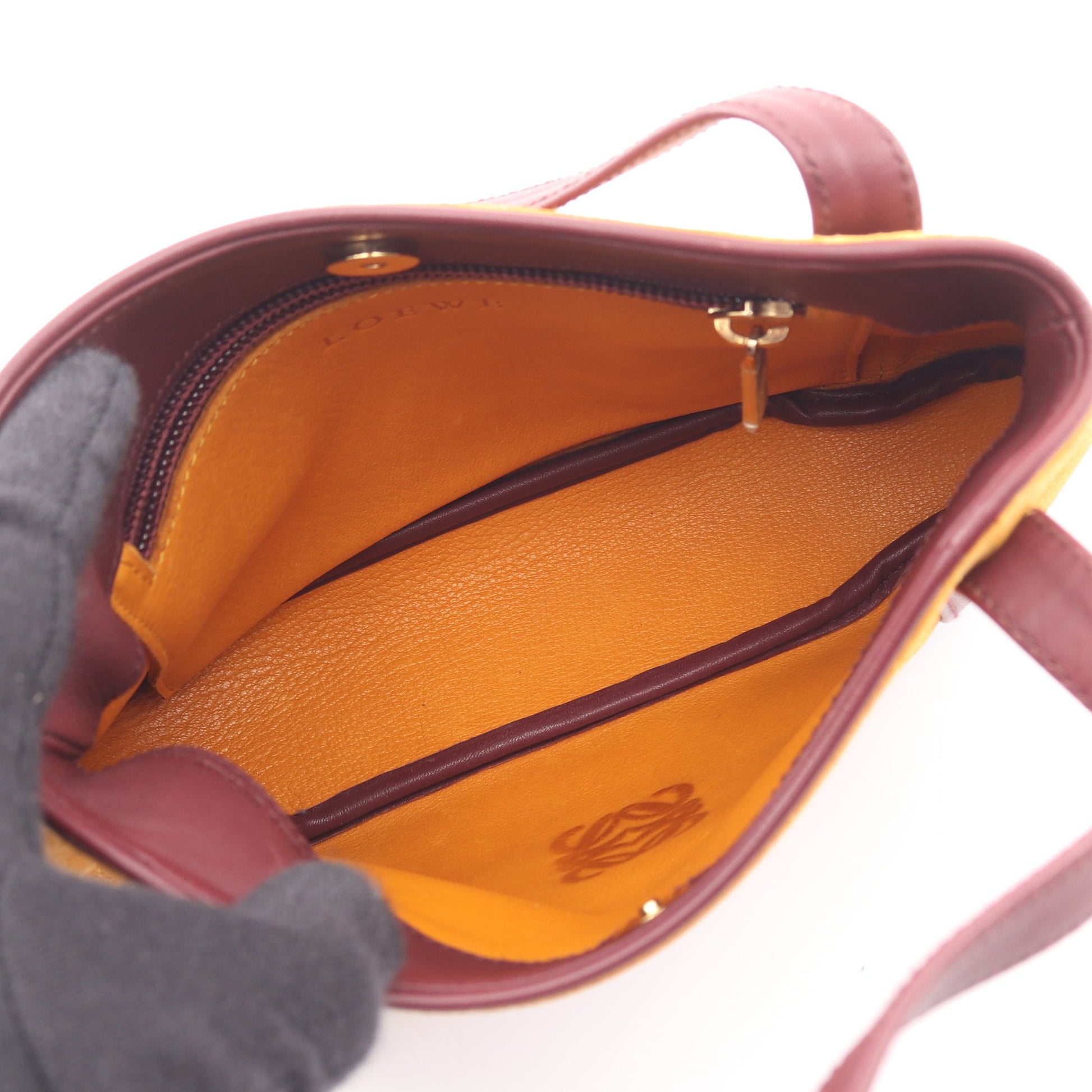 アナグラム ショルダーバッグ トートバッグ スエード レザー オレンジイエロー ボルドー ロエベ バッグ LOEWE
