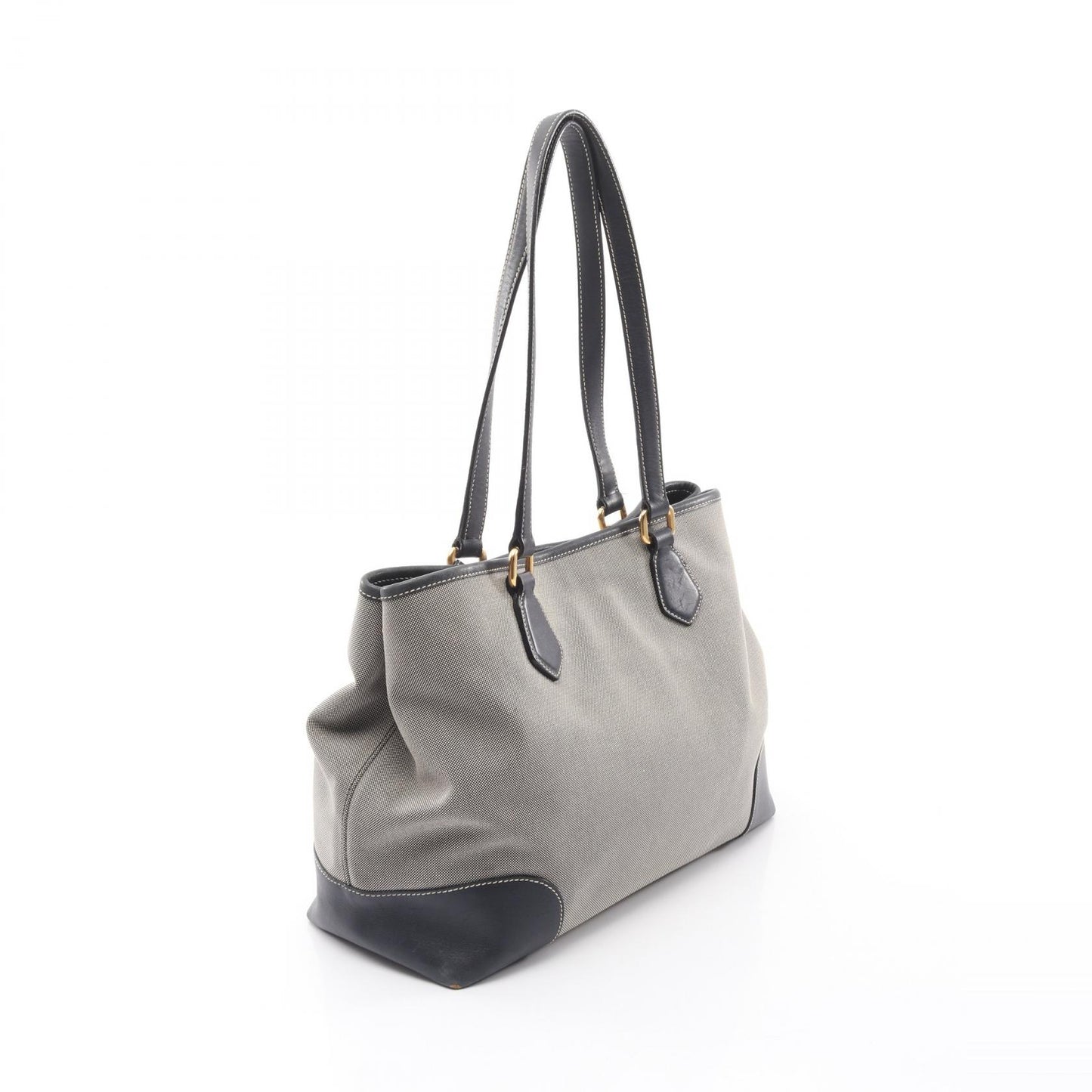 ロゴジャガード 三角プレート ショルダーバッグ トートバッグ キャンバス レザー ベージュ ネイビー プラダ バッグ PRADA