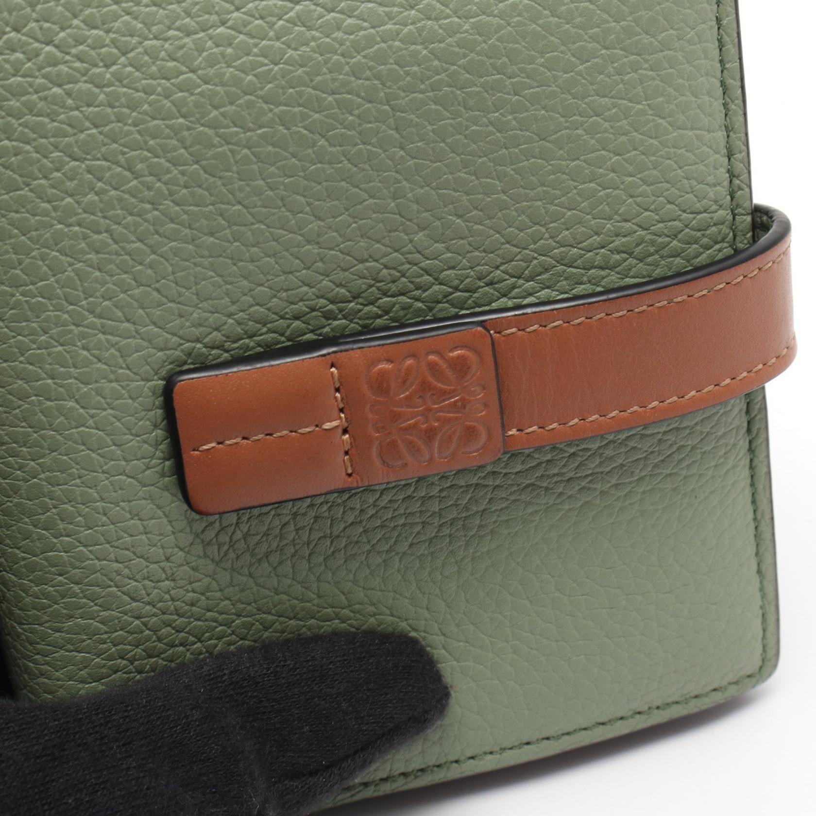 アナグラム コンパクトジップウォレット 二つ折り財布 レザー グリーン ブラウン ロエベ 財布・小物 LOEWE