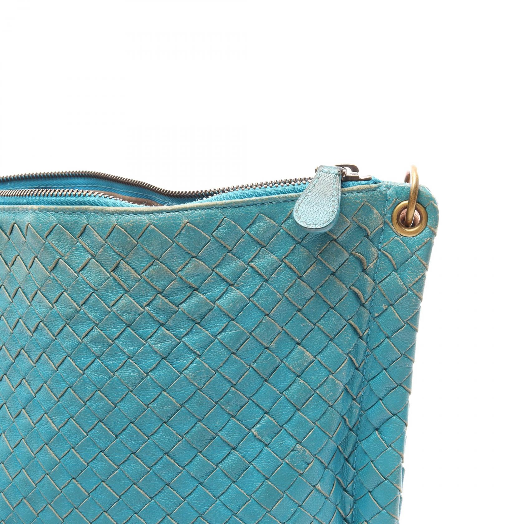 イントレチャート ワンショルダーバッグ レザー ブルー ボッテガヴェネタ バッグ BOTTEGA VENETA