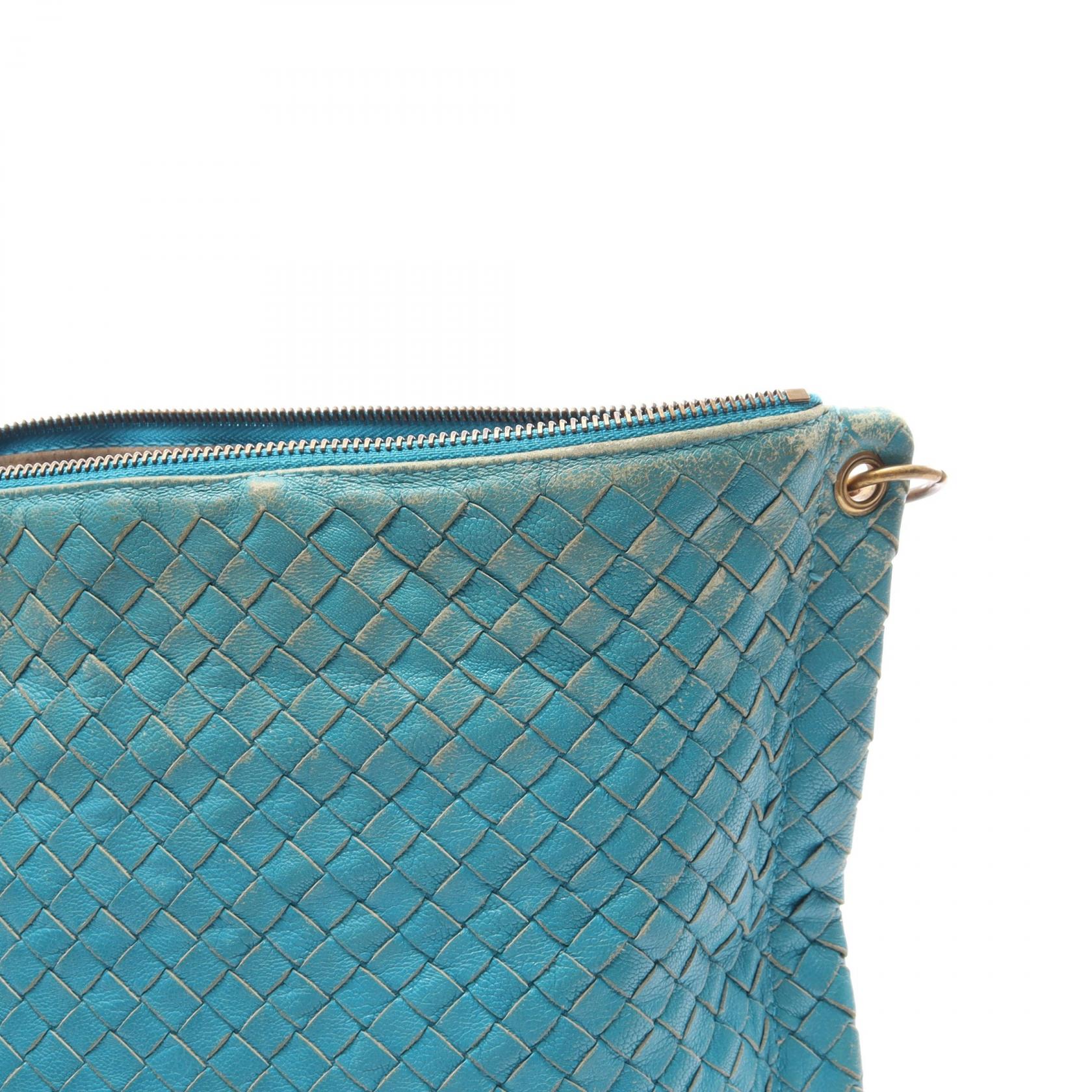 イントレチャート ワンショルダーバッグ レザー ブルー ボッテガヴェネタ バッグ BOTTEGA VENETA