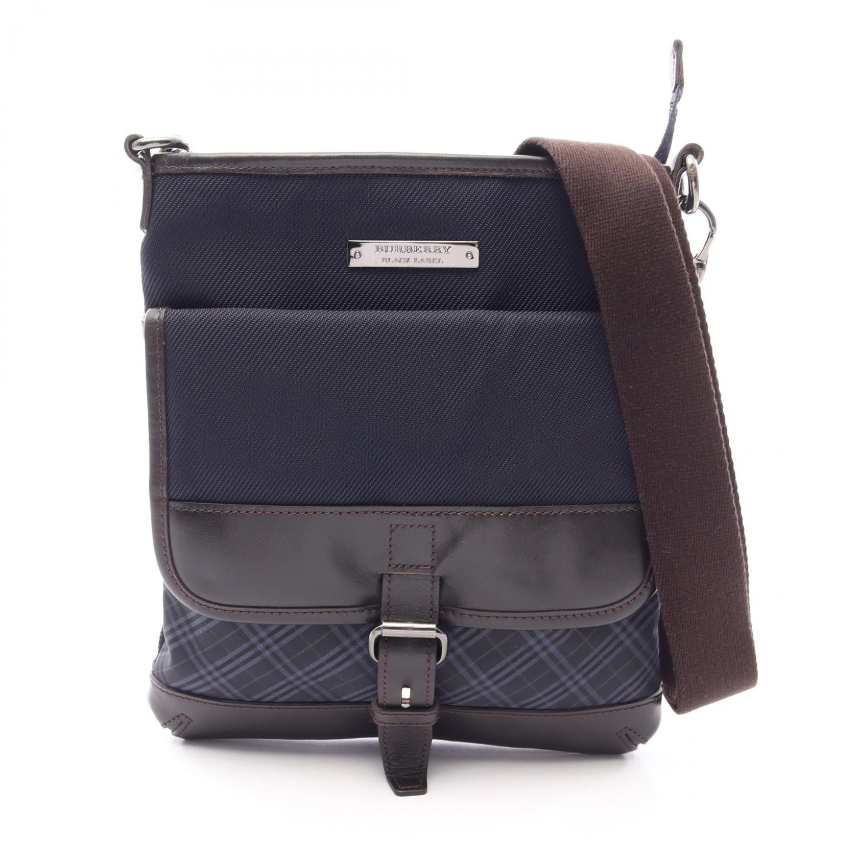 ショルダーバッグ ショルダーバッグ ナイロン レザー ネイビー ダークブラウン マルチカラー バーバリーブラックレーベル バッグ BURBERRY BLACK LABEL
