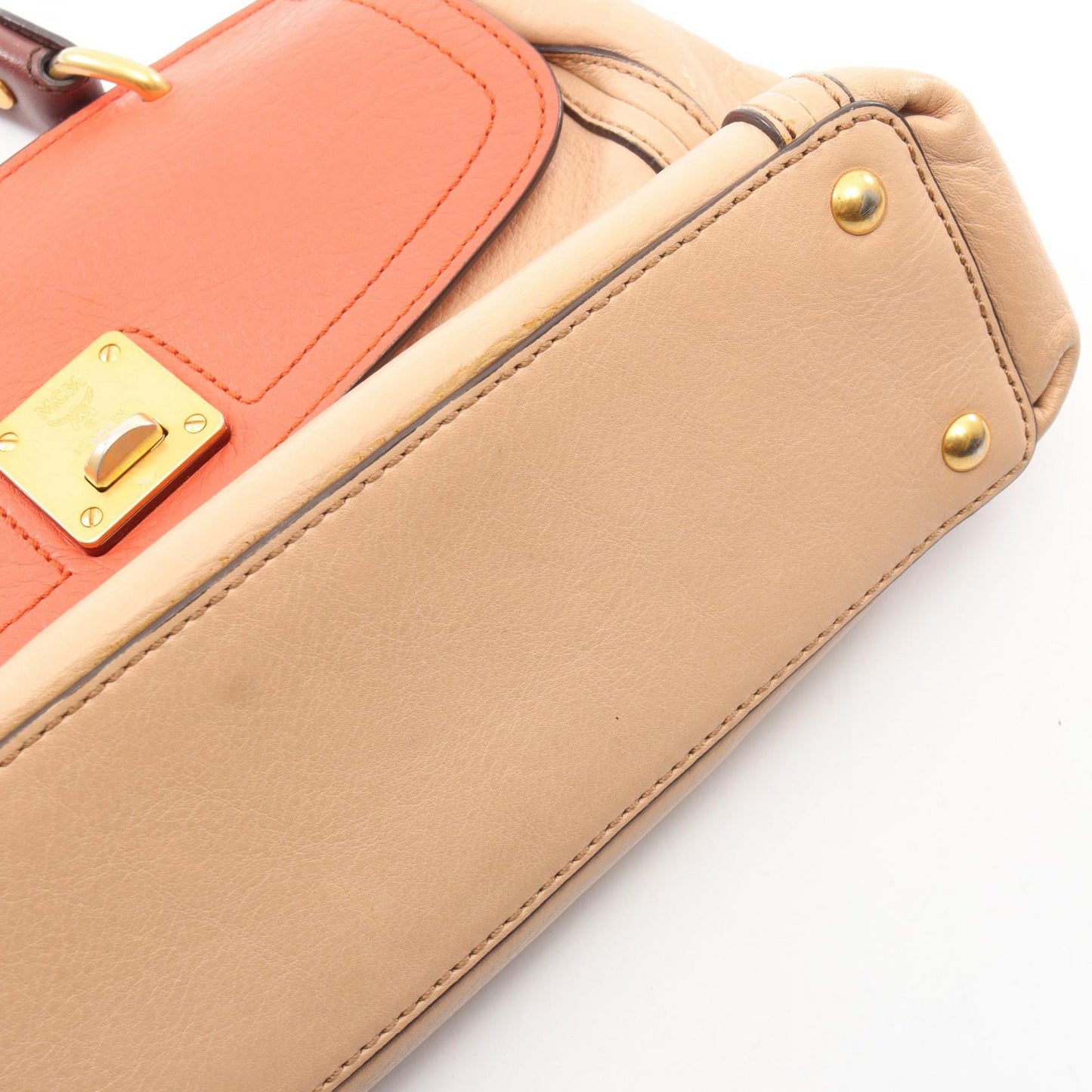 2WAY ハンドバッグ レザー ピンクベージュ オレンジ ボルドー エムシーエム バッグ MCM